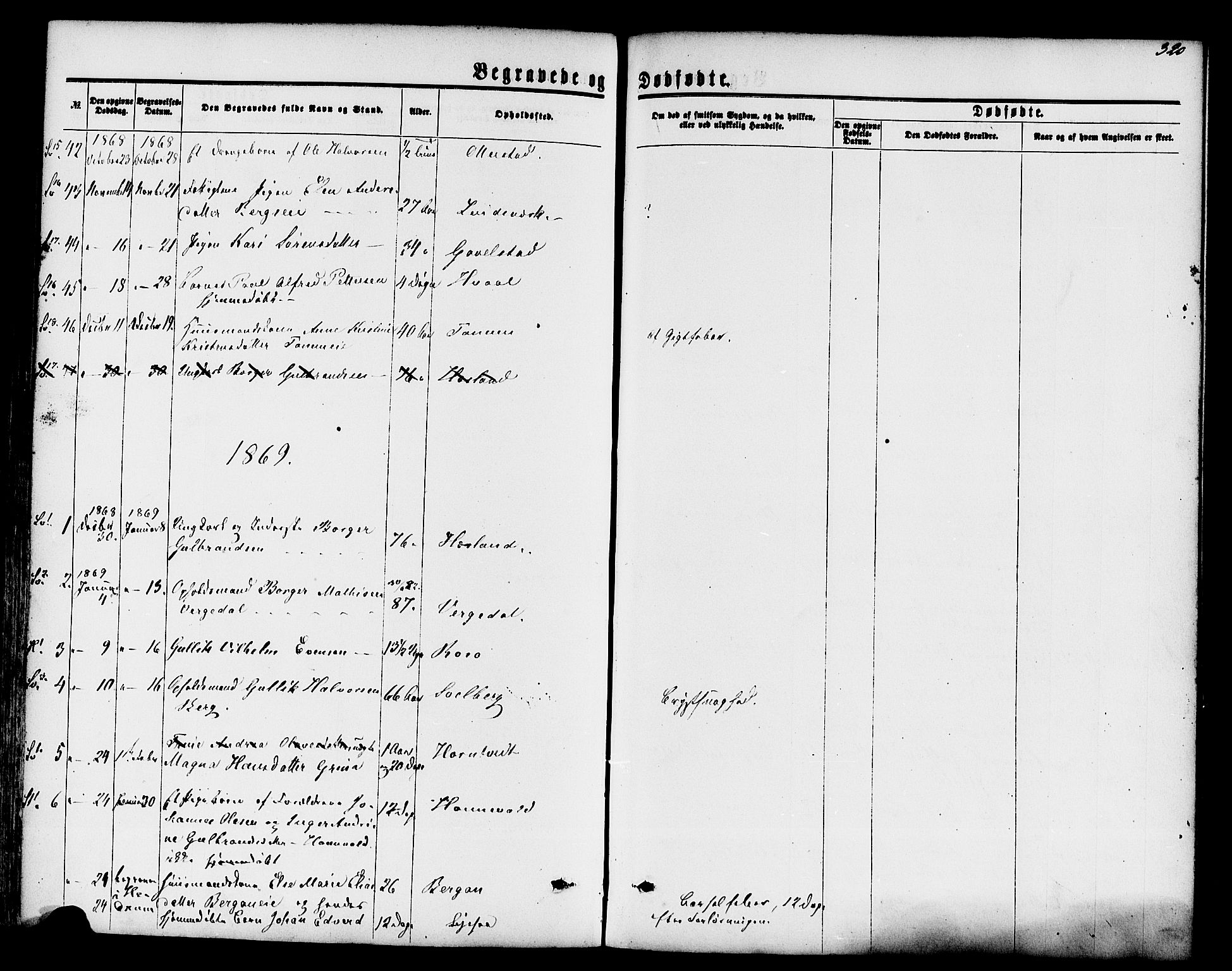Lardal kirkebøker, AV/SAKO-A-350/F/Fa/L0007: Ministerialbok nr. I 7, 1861-1880, s. 320