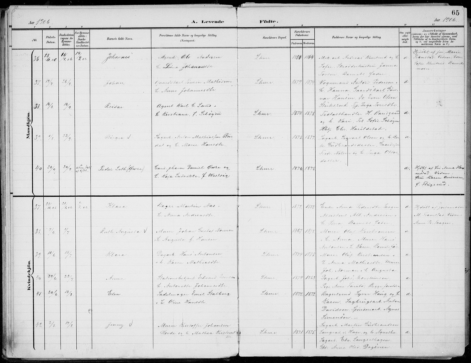 Lillehammer prestekontor, AV/SAH-PREST-088/H/Ha/Haa/L0001: Ministerialbok nr. 1, 1901-1916, s. 65