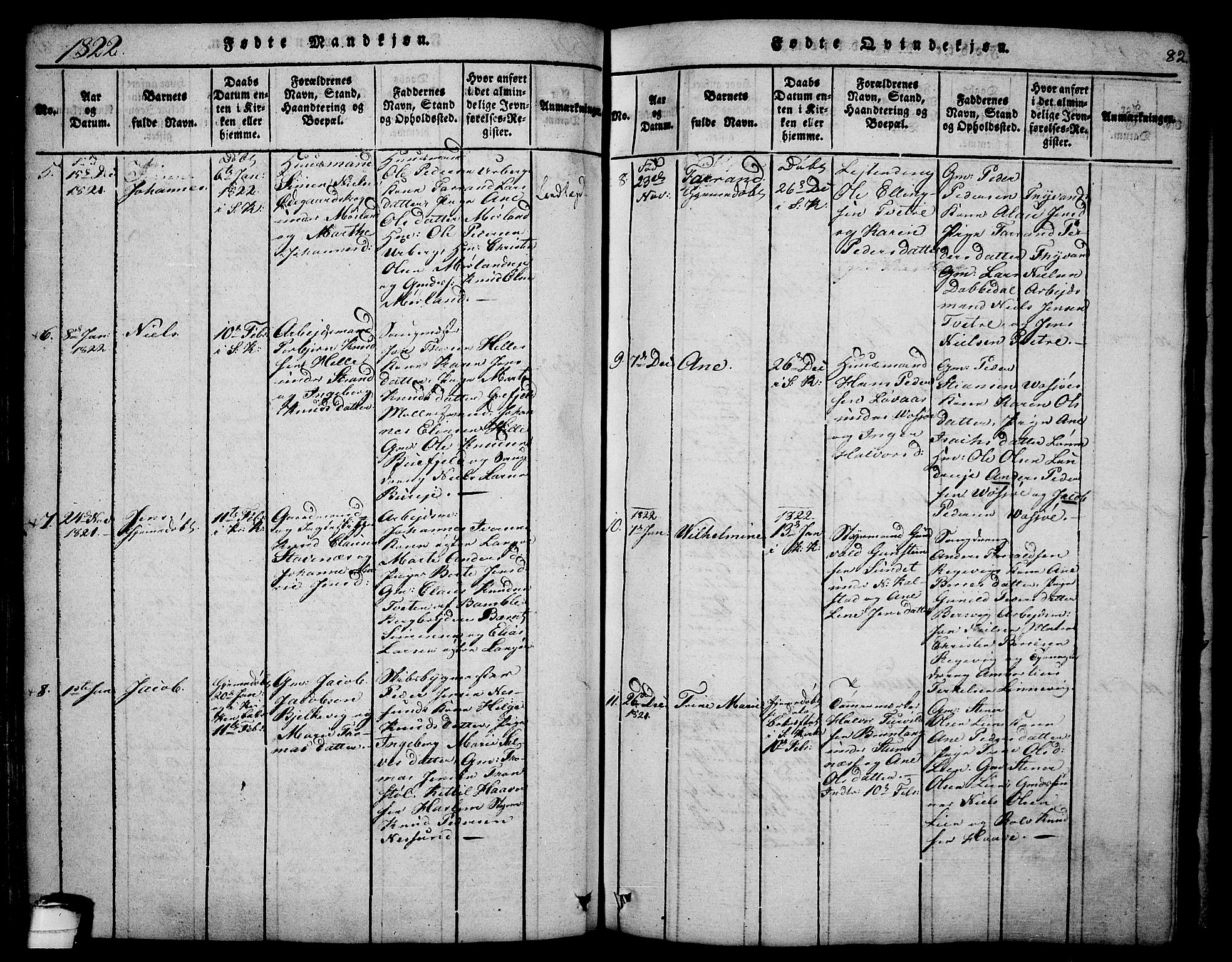 Sannidal kirkebøker, AV/SAKO-A-296/F/Fa/L0004: Ministerialbok nr. 4, 1814-1829, s. 82
