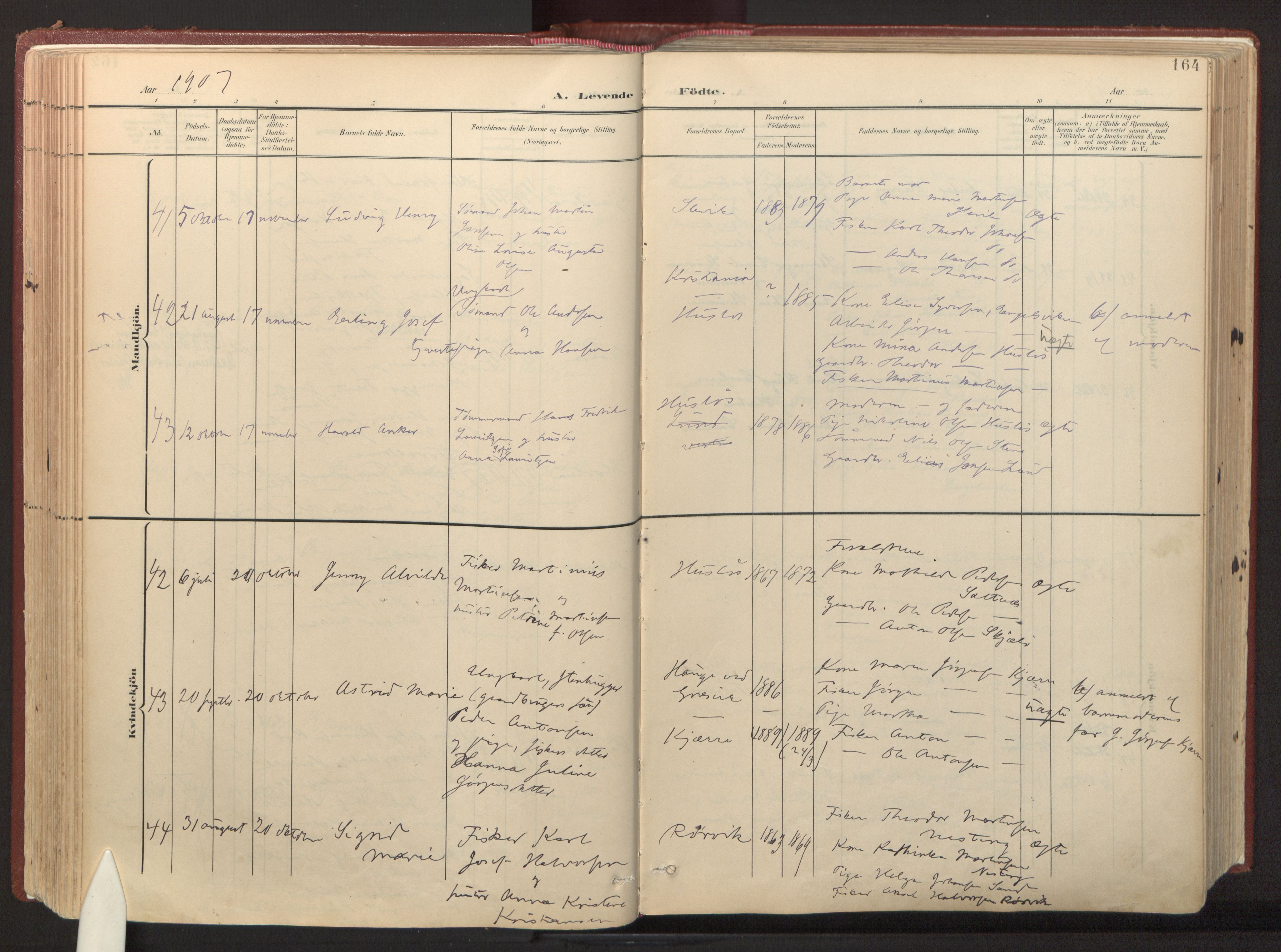 Onsøy prestekontor Kirkebøker, AV/SAO-A-10914/F/Fa/L0008: Ministerialbok nr. I 8, 1899-1923, s. 164
