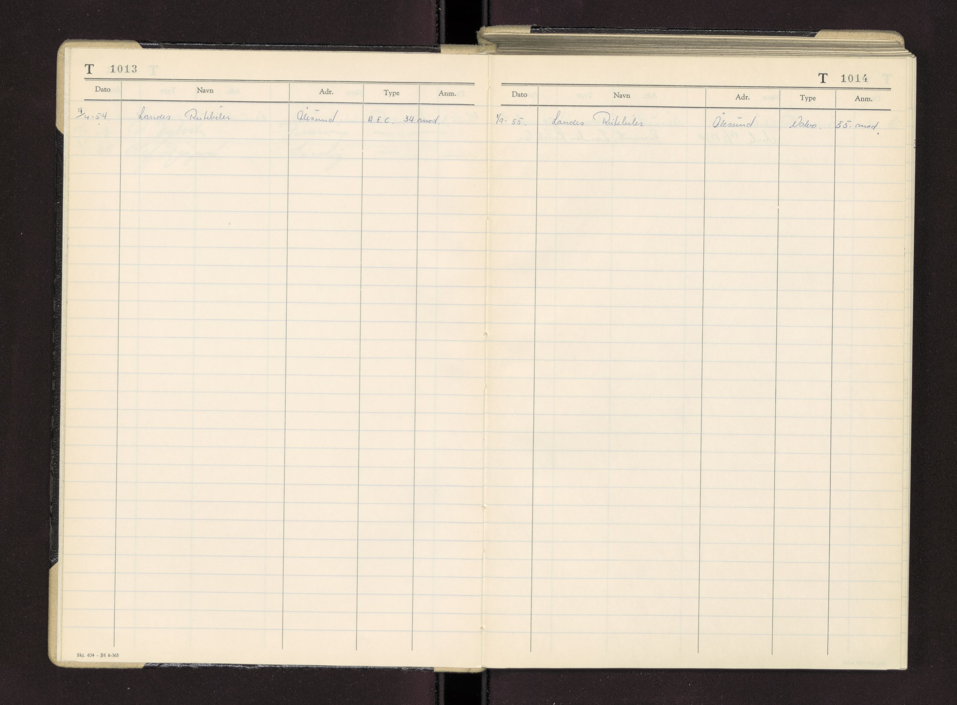 Møre og Romsdal vegkontor - Ålesund trafikkstasjon, AV/SAT-A-4099/F/Fc/L0003: Bilregister; T 1000 - T 1499, 1940-1970