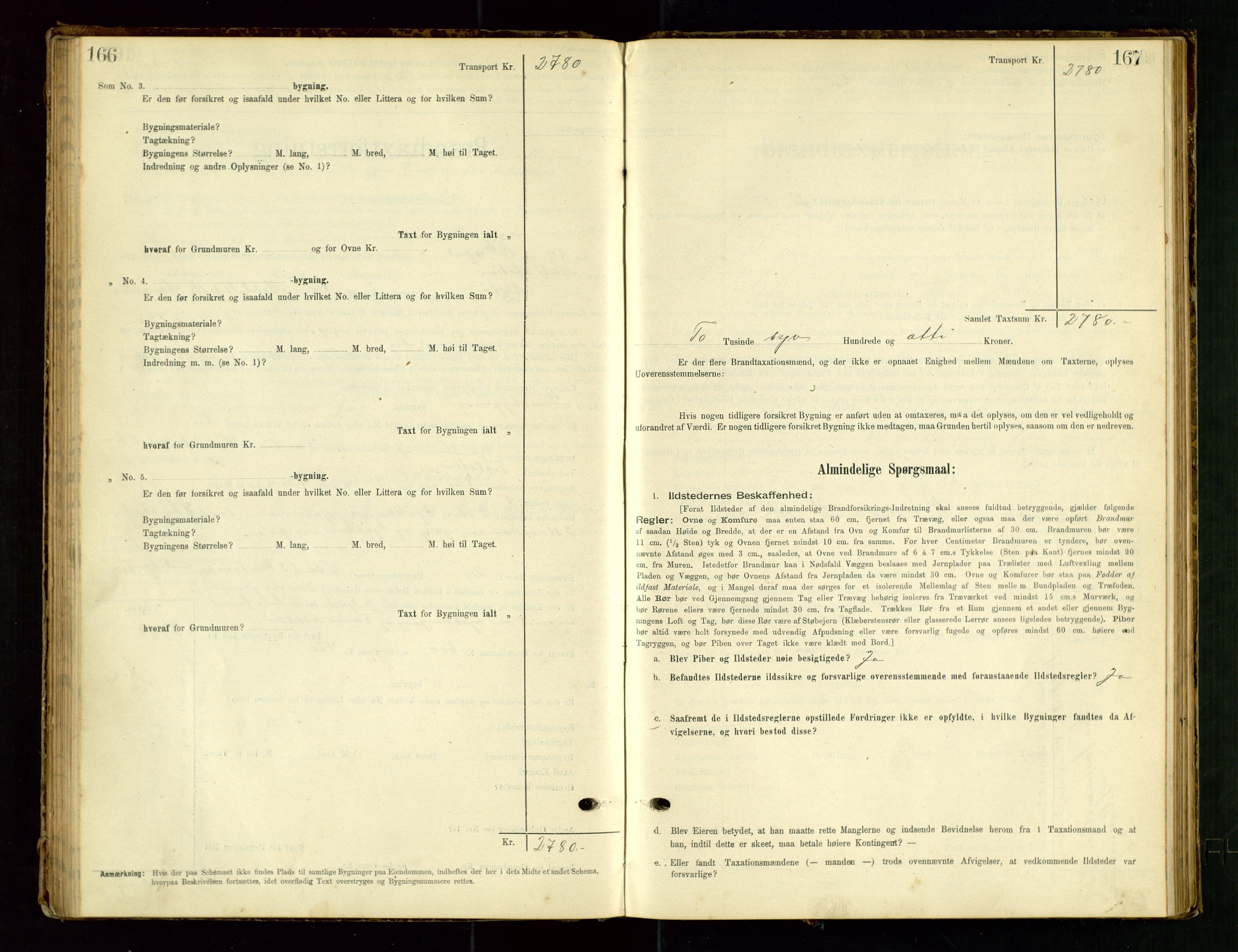 Hå lensmannskontor, SAST/A-100456/Goa/L0003: Takstprotokoll (skjema), 1895-1911, s. 166-167