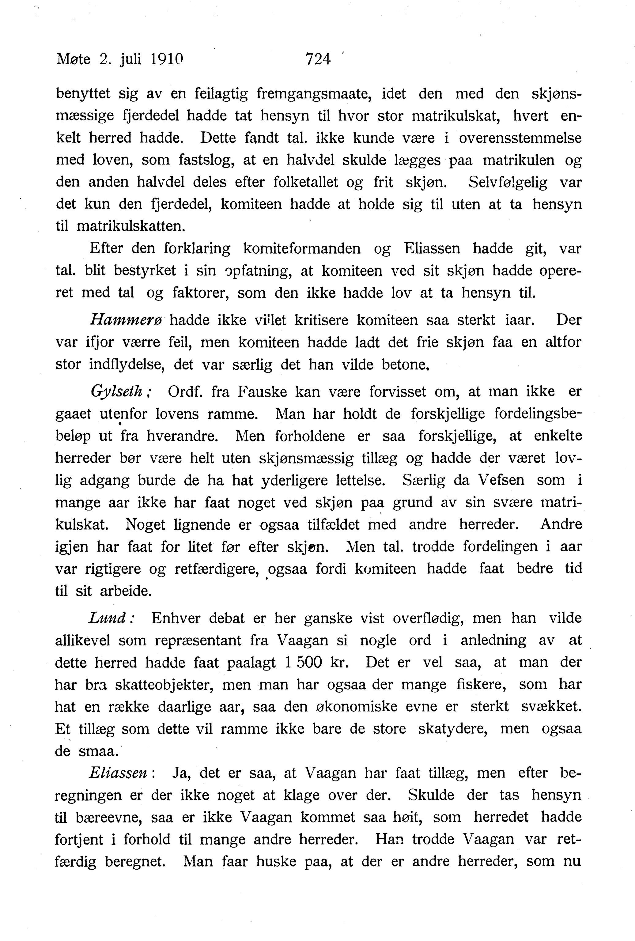 Nordland Fylkeskommune. Fylkestinget, AIN/NFK-17/176/A/Ac/L0033: Fylkestingsforhandlinger 1910, 1910