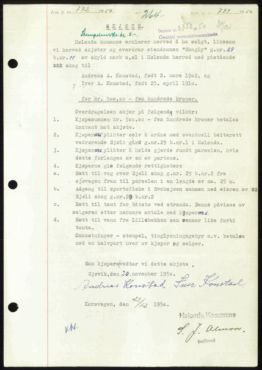 Gauldal sorenskriveri, SAT/A-0014/1/2/2C: Pantebok nr. A11, 1950-1950, Dagboknr: 2358/1950