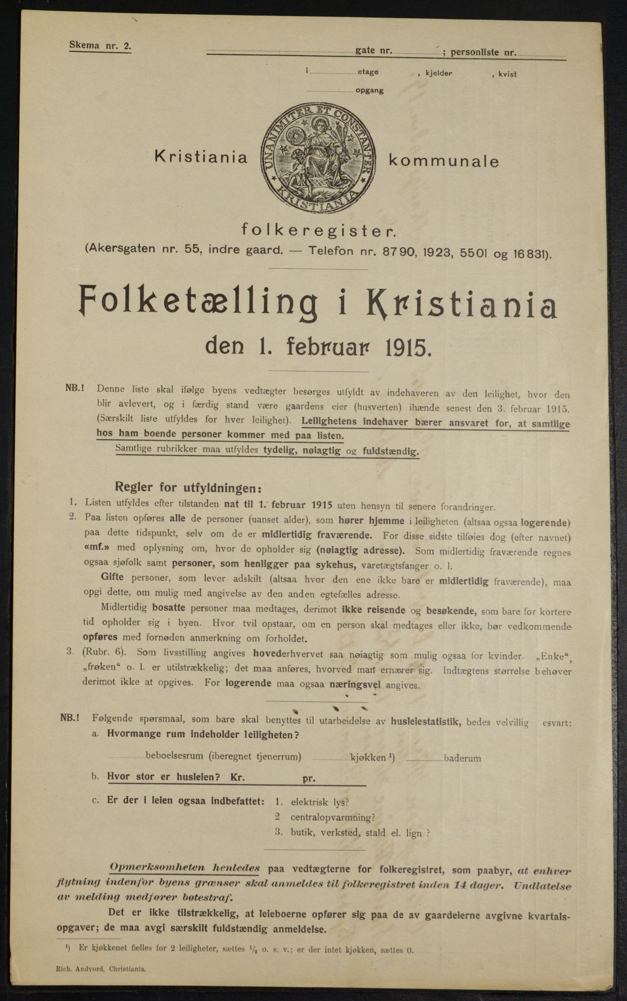 OBA, Kommunal folketelling 1.2.1915 for Kristiania, 1915, s. 99374