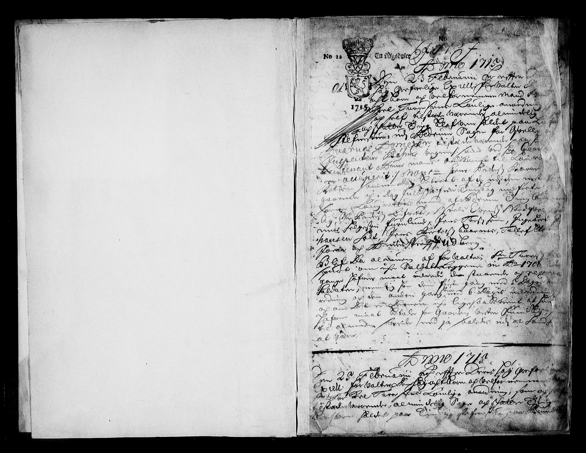 Larvik sorenskriveri, SAKO/A-83/F/Fa/L0013: Tingbok, 1715-1720, s. 1