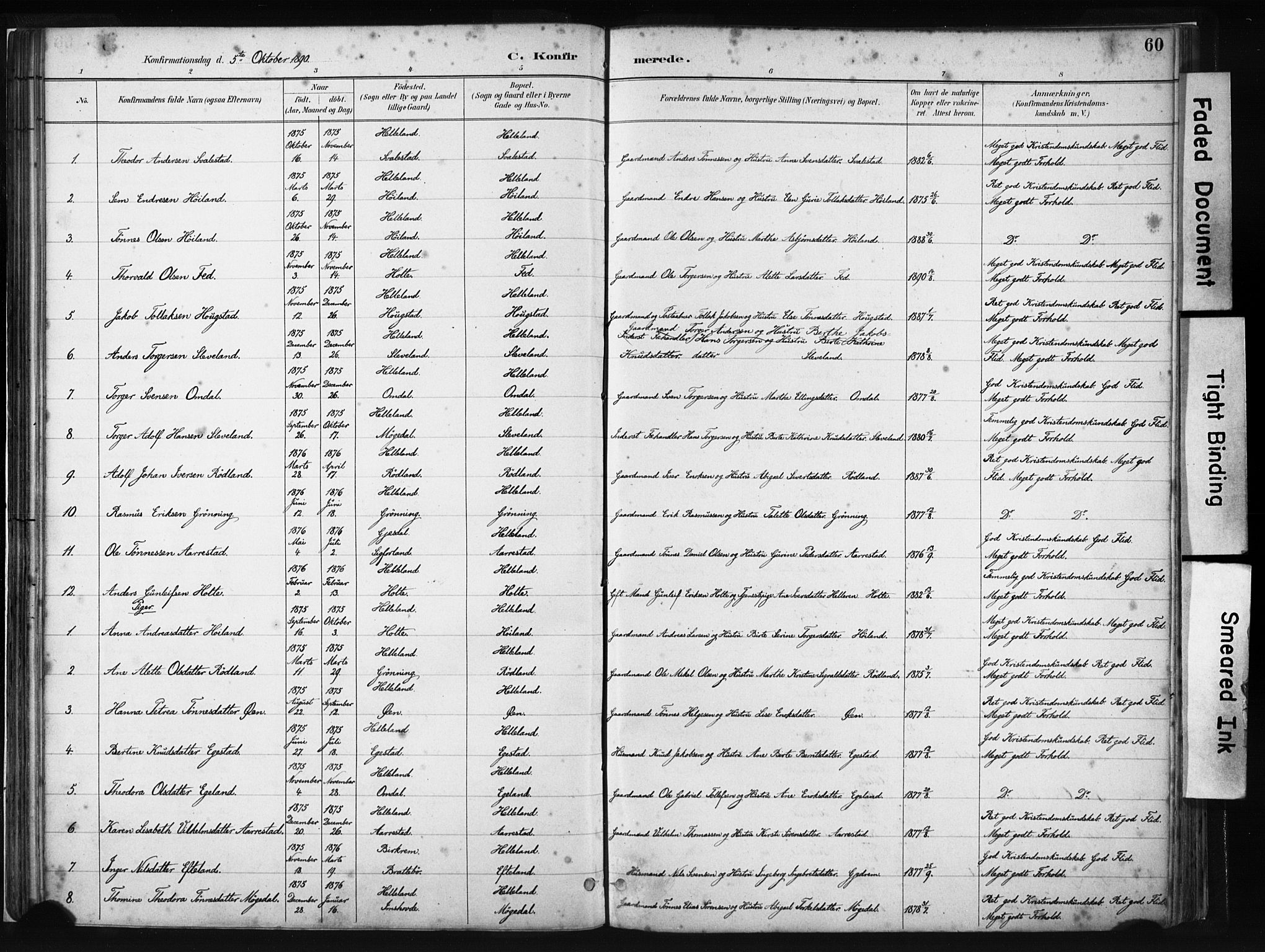 Helleland sokneprestkontor, AV/SAST-A-101810: Ministerialbok nr. A 8, 1887-1907, s. 60