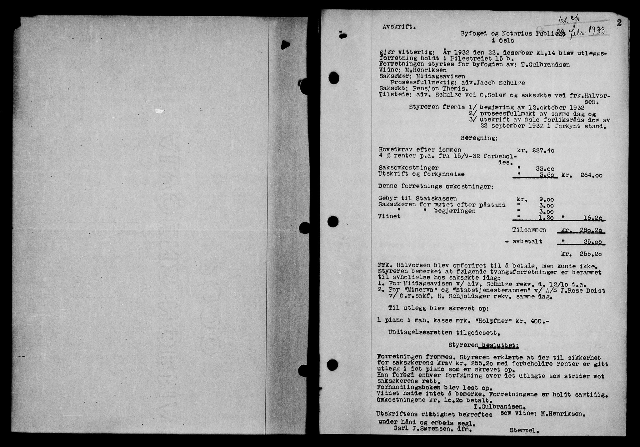 Oslo byskriverembete, SAO/A-10227/G/Gb/Gbc/Gbca/L0057: Pantebok nr. II 57, 1933-1933, s. 2