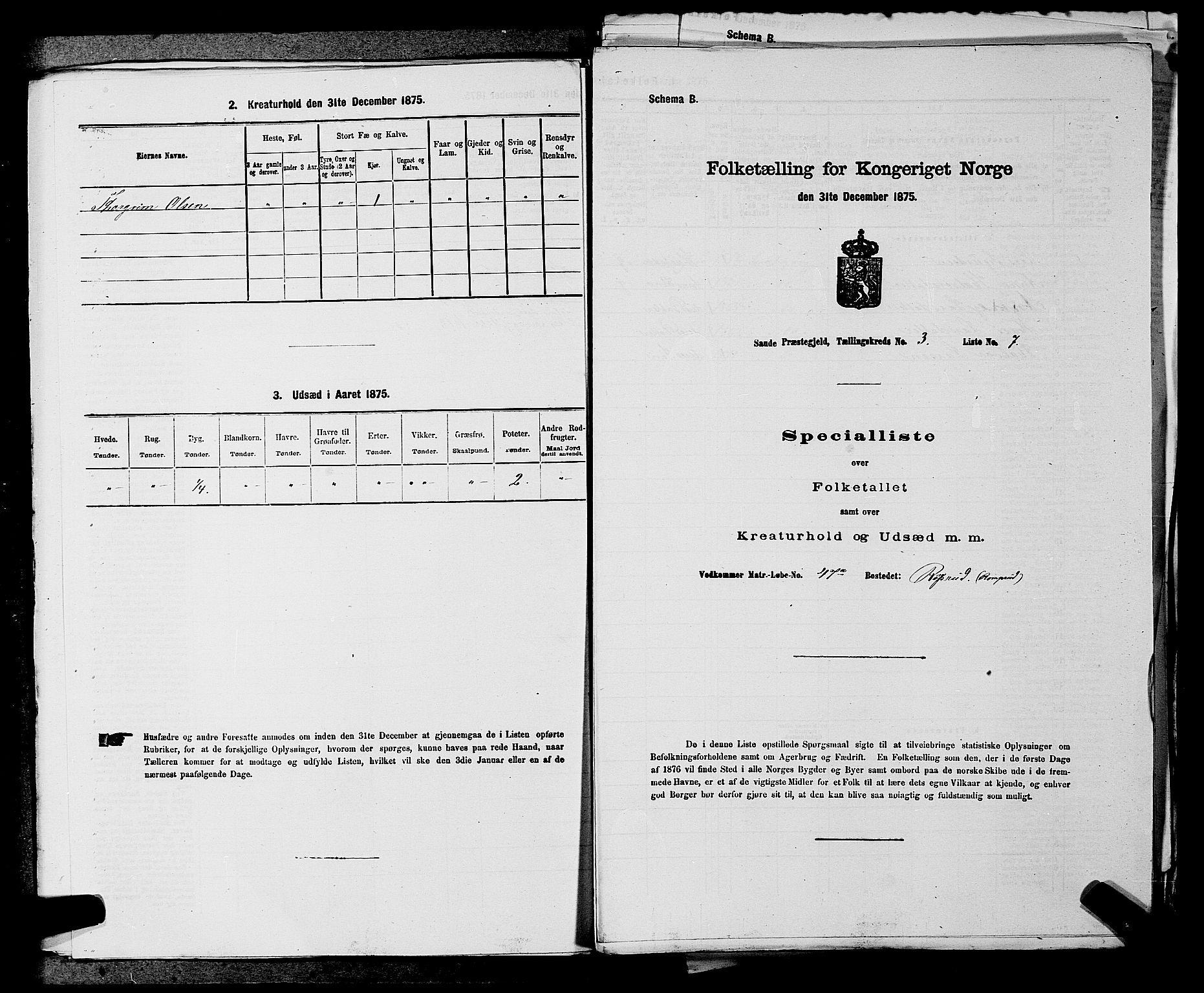 SAKO, Folketelling 1875 for 0822P Sauherad prestegjeld, 1875, s. 305