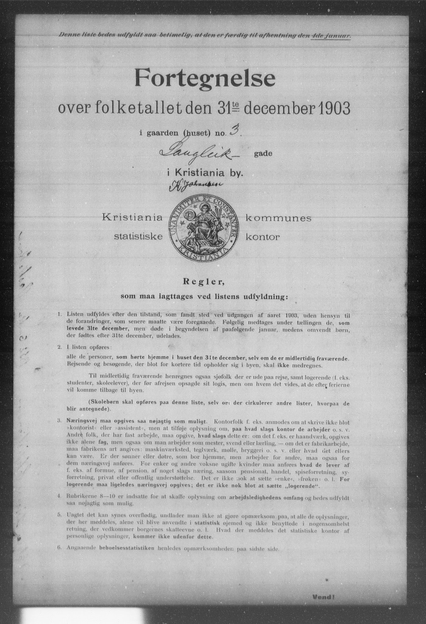 OBA, Kommunal folketelling 31.12.1903 for Kristiania kjøpstad, 1903, s. 11208