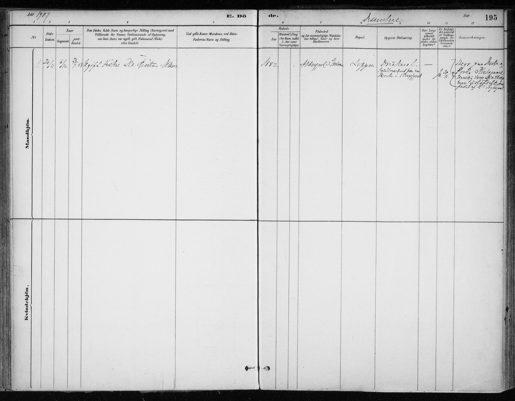 Hammerfest sokneprestkontor, AV/SATØ-S-1347/H/Ha/L0013.kirke: Ministerialbok nr. 13, 1898-1917, s. 195