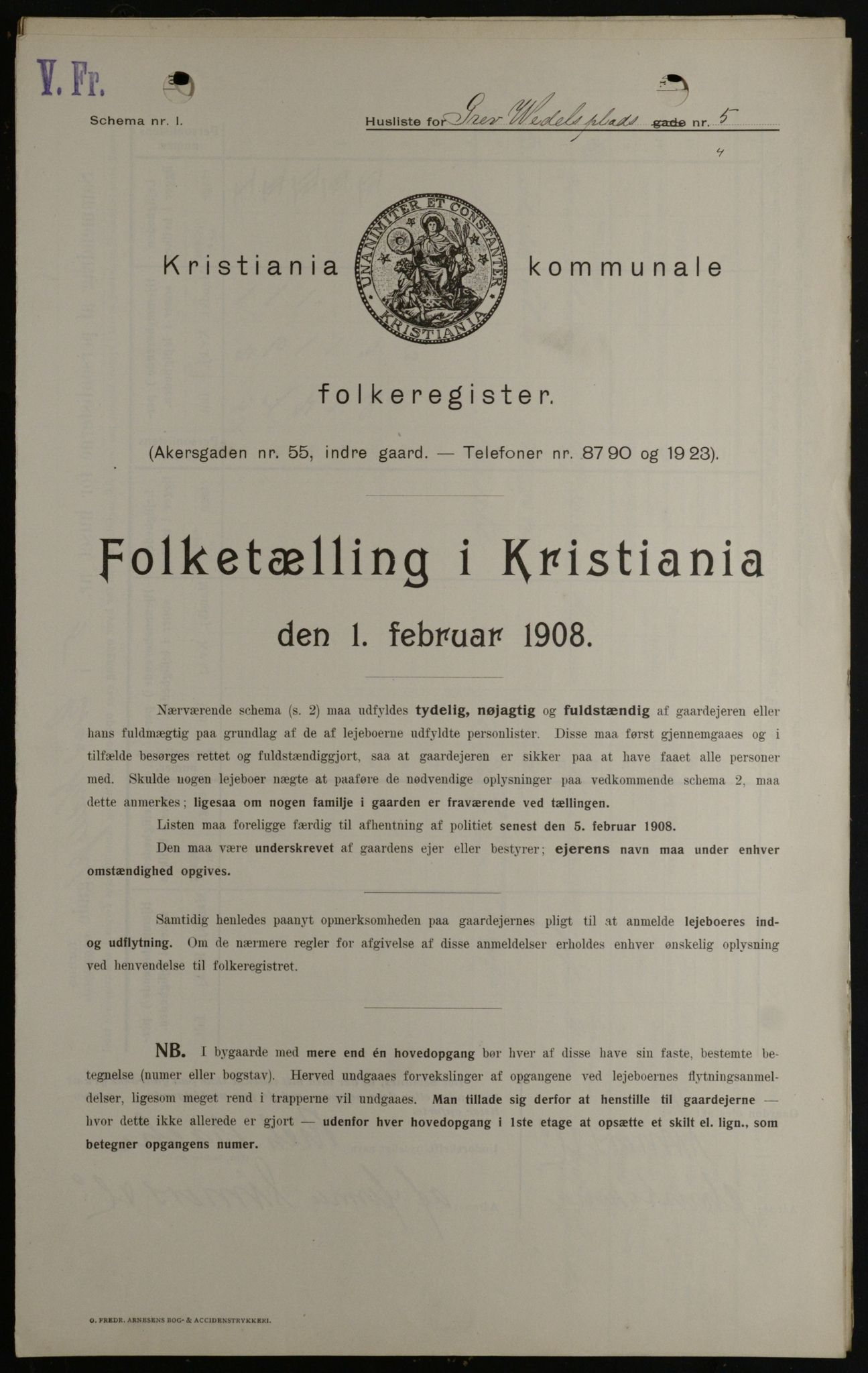 OBA, Kommunal folketelling 1.2.1908 for Kristiania kjøpstad, 1908, s. 26913