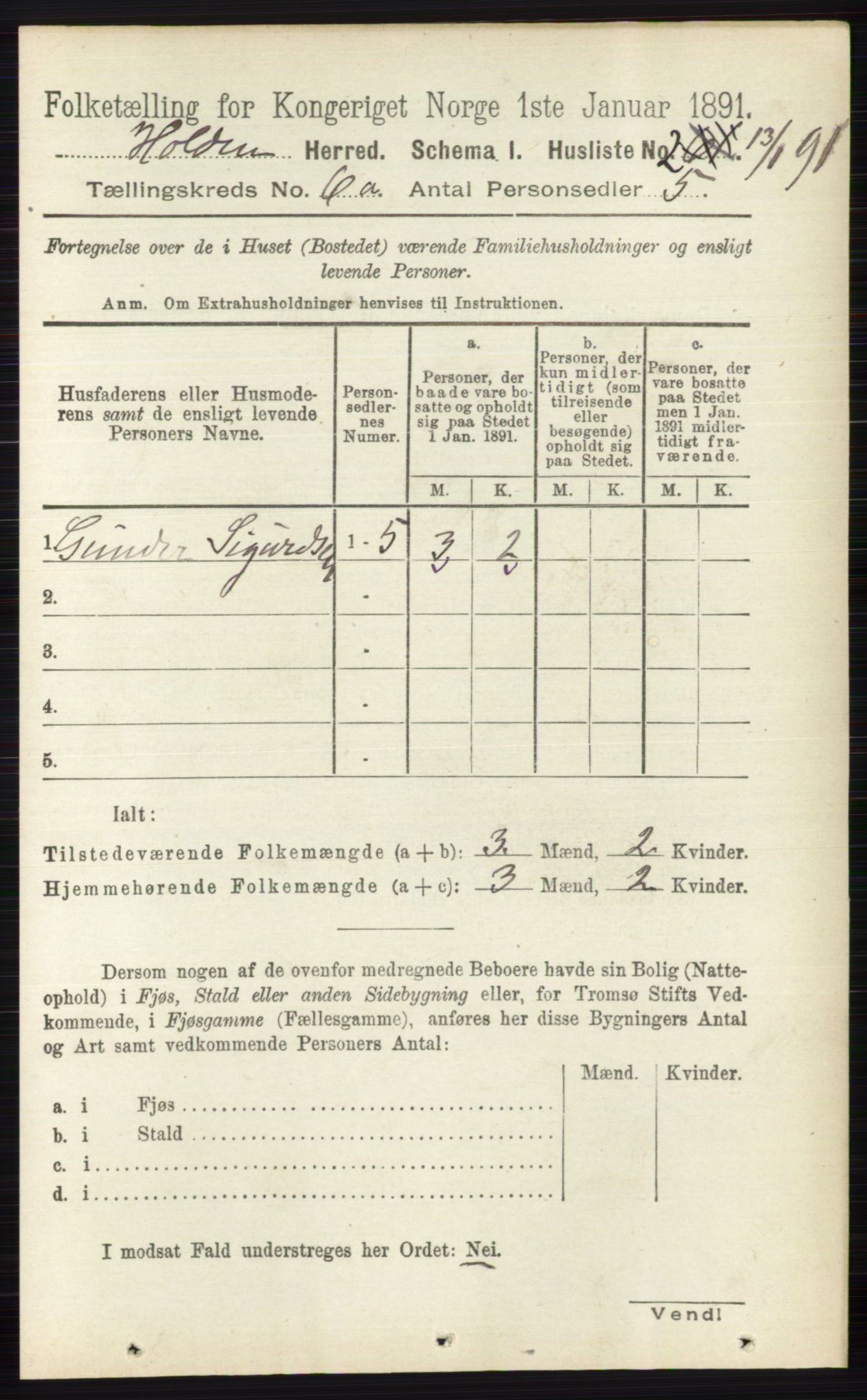 RA, Folketelling 1891 for 0819 Holla herred, 1891, s. 2813