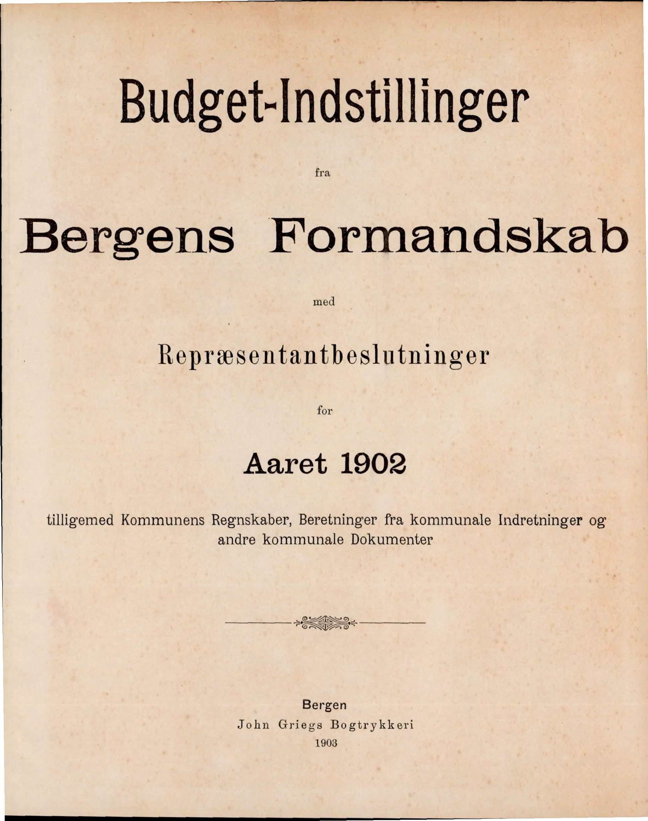 Bergen kommune. Formannskapet, BBA/A-0003/Ad/L0066: Bergens Kommuneforhandlinger, bind II, 1902