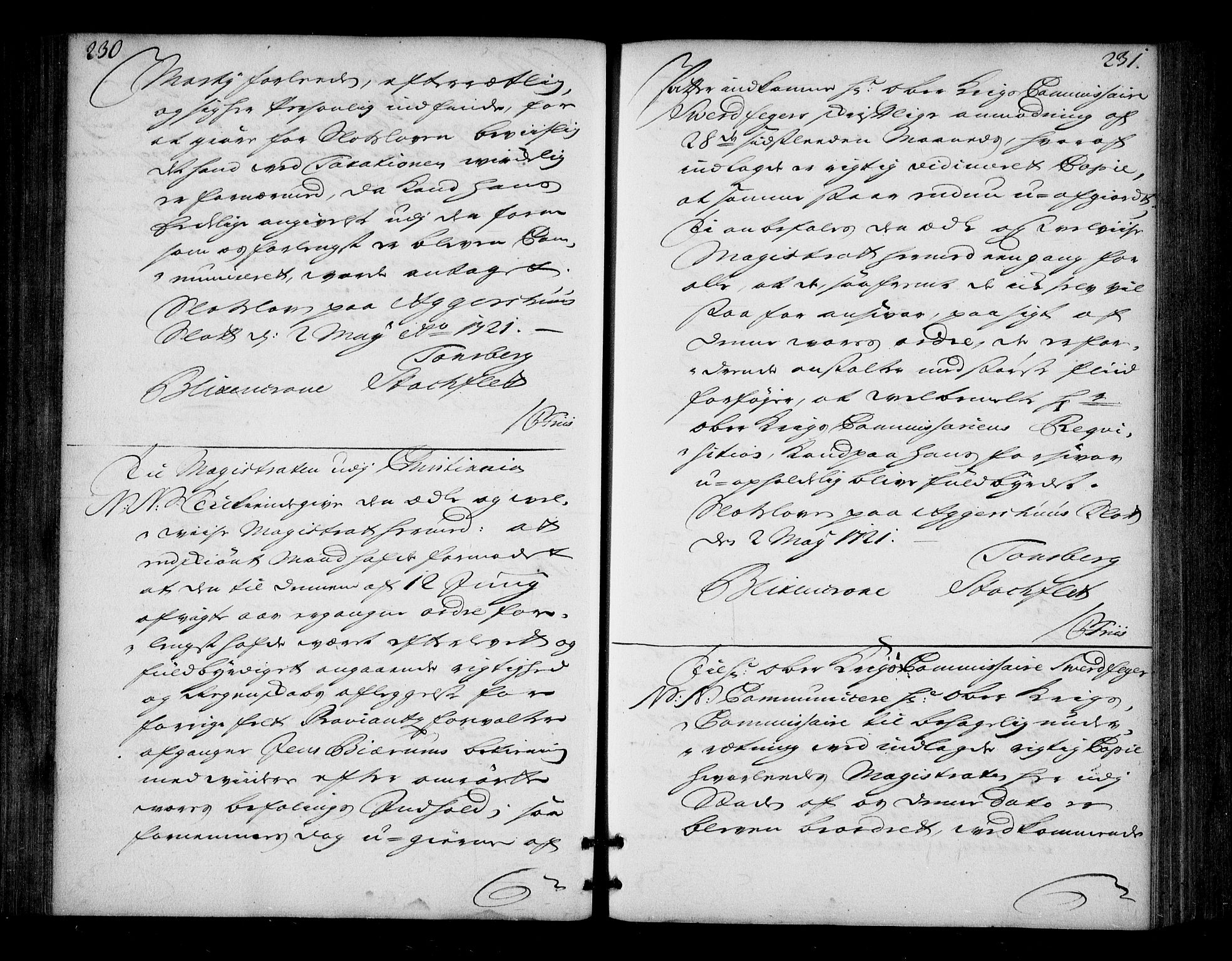 Stattholderembetet 1572-1771, AV/RA-EA-2870/Bd/L0013: Ordreprotokoll, 1720-1722, s. 230-231