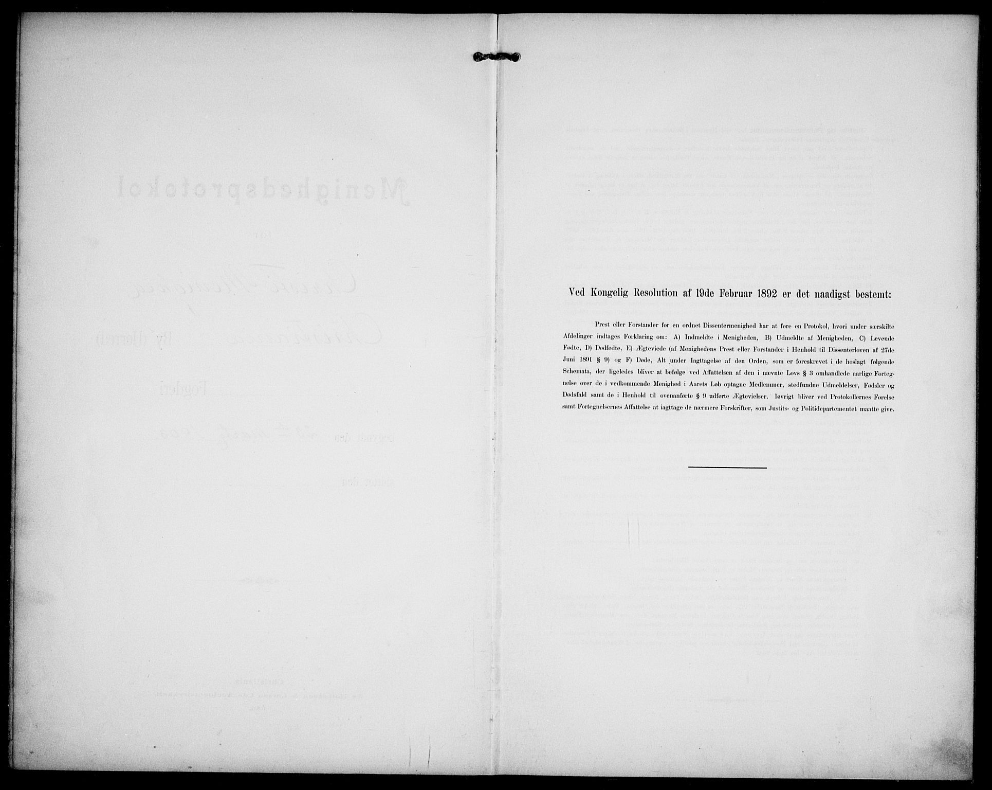 Kristi menighet Oslo , SAO/PAO-0220/A/L0001: Dissenterprotokoll nr. 1, 1903-1938