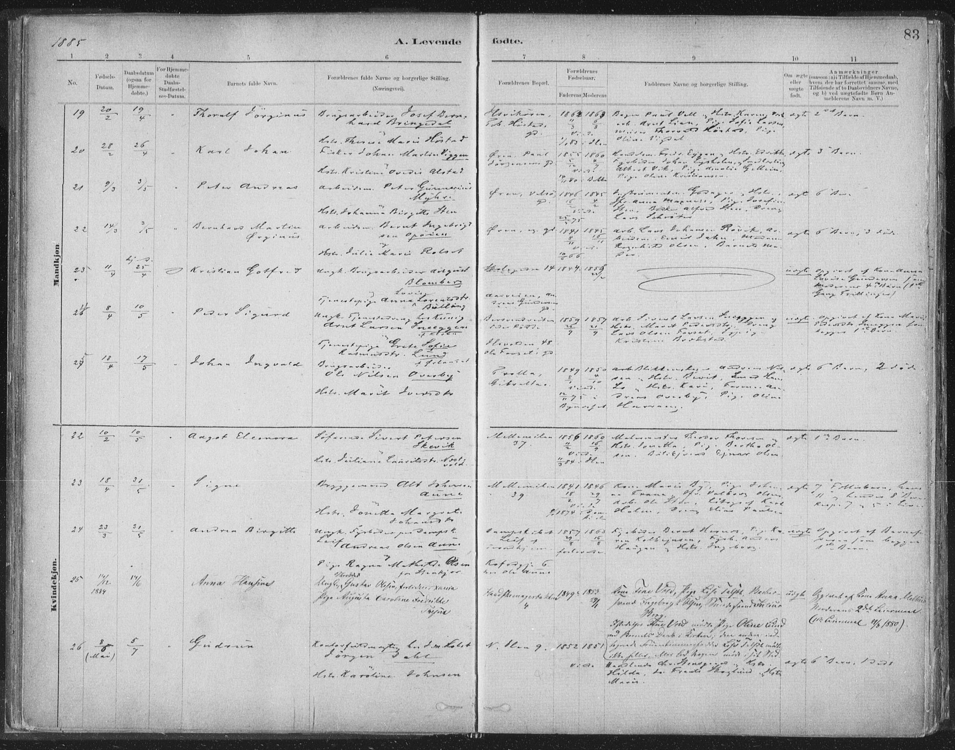 Ministerialprotokoller, klokkerbøker og fødselsregistre - Sør-Trøndelag, SAT/A-1456/603/L0162: Ministerialbok nr. 603A01, 1879-1895, s. 83