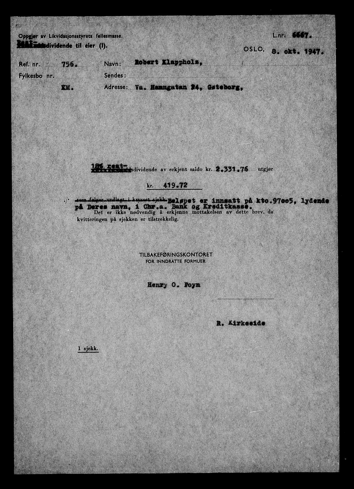 Justisdepartementet, Tilbakeføringskontoret for inndratte formuer, AV/RA-S-1564/H/Hc/Hcc/L0952: --, 1945-1947, s. 55