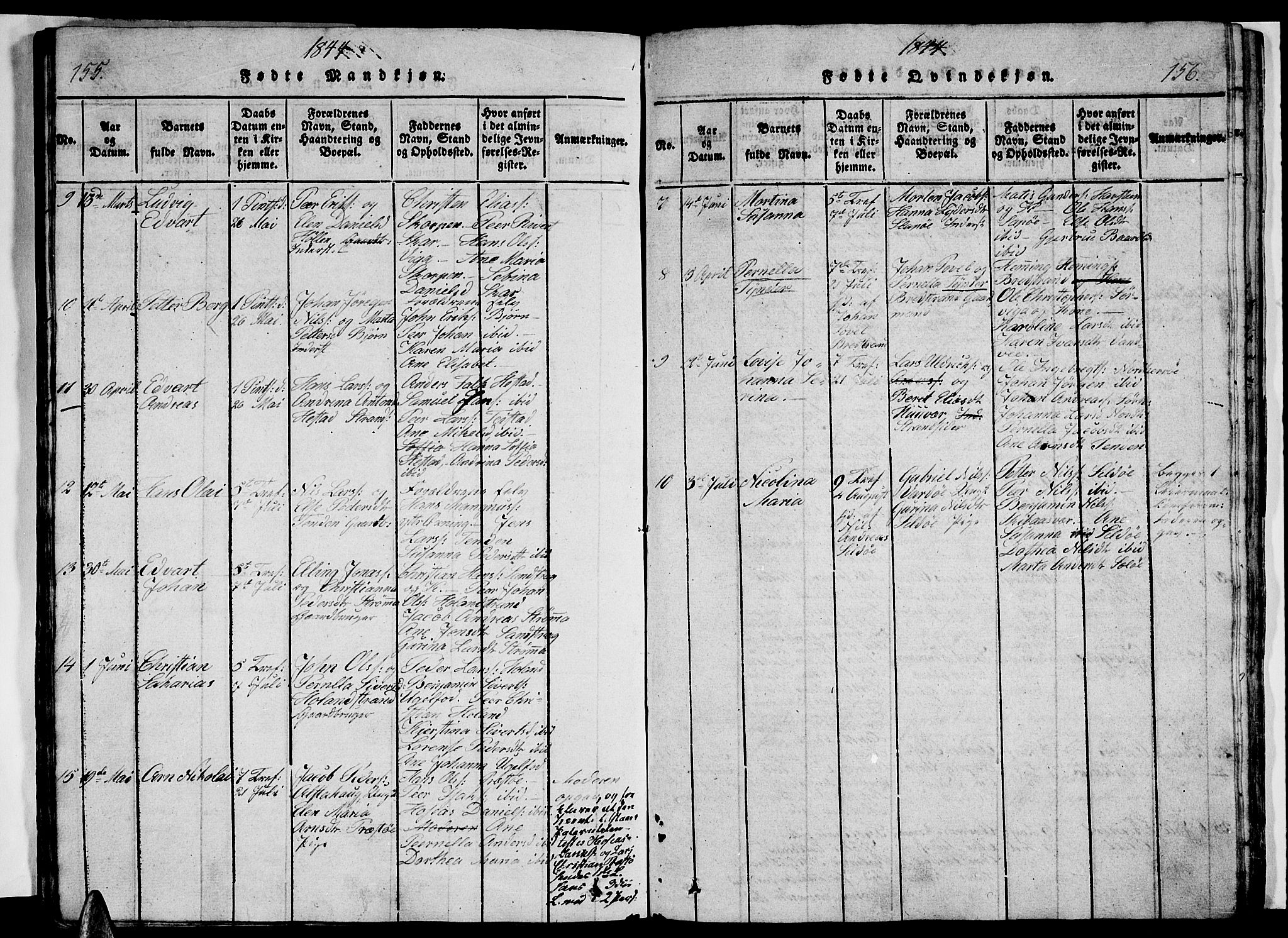 Ministerialprotokoller, klokkerbøker og fødselsregistre - Nordland, AV/SAT-A-1459/834/L0510: Klokkerbok nr. 834C01, 1820-1847, s. 155-156