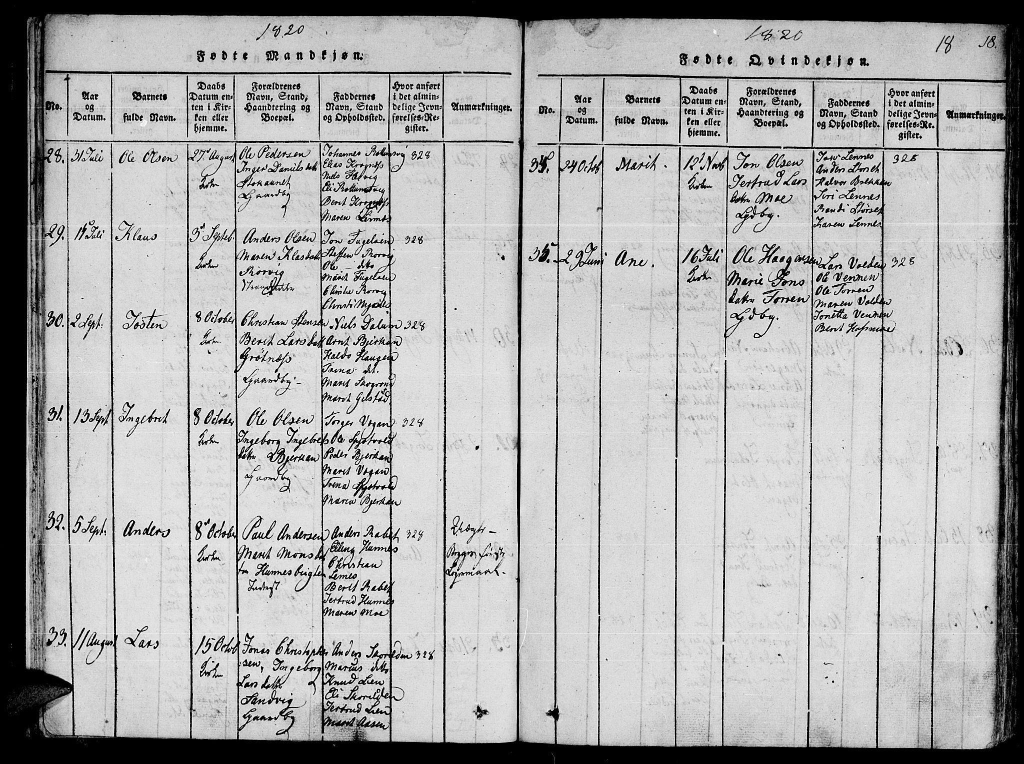 Ministerialprotokoller, klokkerbøker og fødselsregistre - Sør-Trøndelag, SAT/A-1456/630/L0491: Ministerialbok nr. 630A04, 1818-1830, s. 18