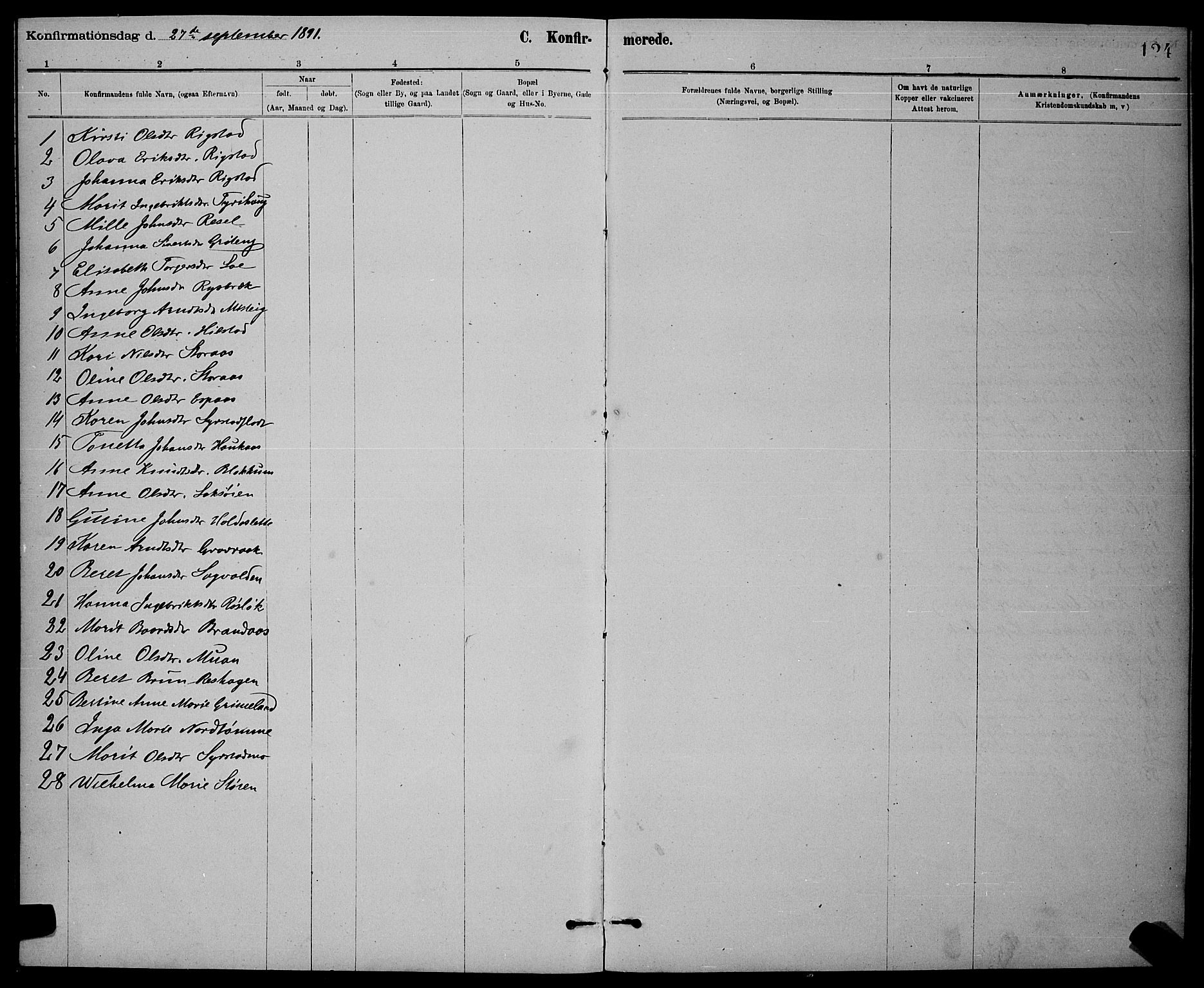 Ministerialprotokoller, klokkerbøker og fødselsregistre - Sør-Trøndelag, AV/SAT-A-1456/672/L0863: Klokkerbok nr. 672C02, 1888-1901, s. 124