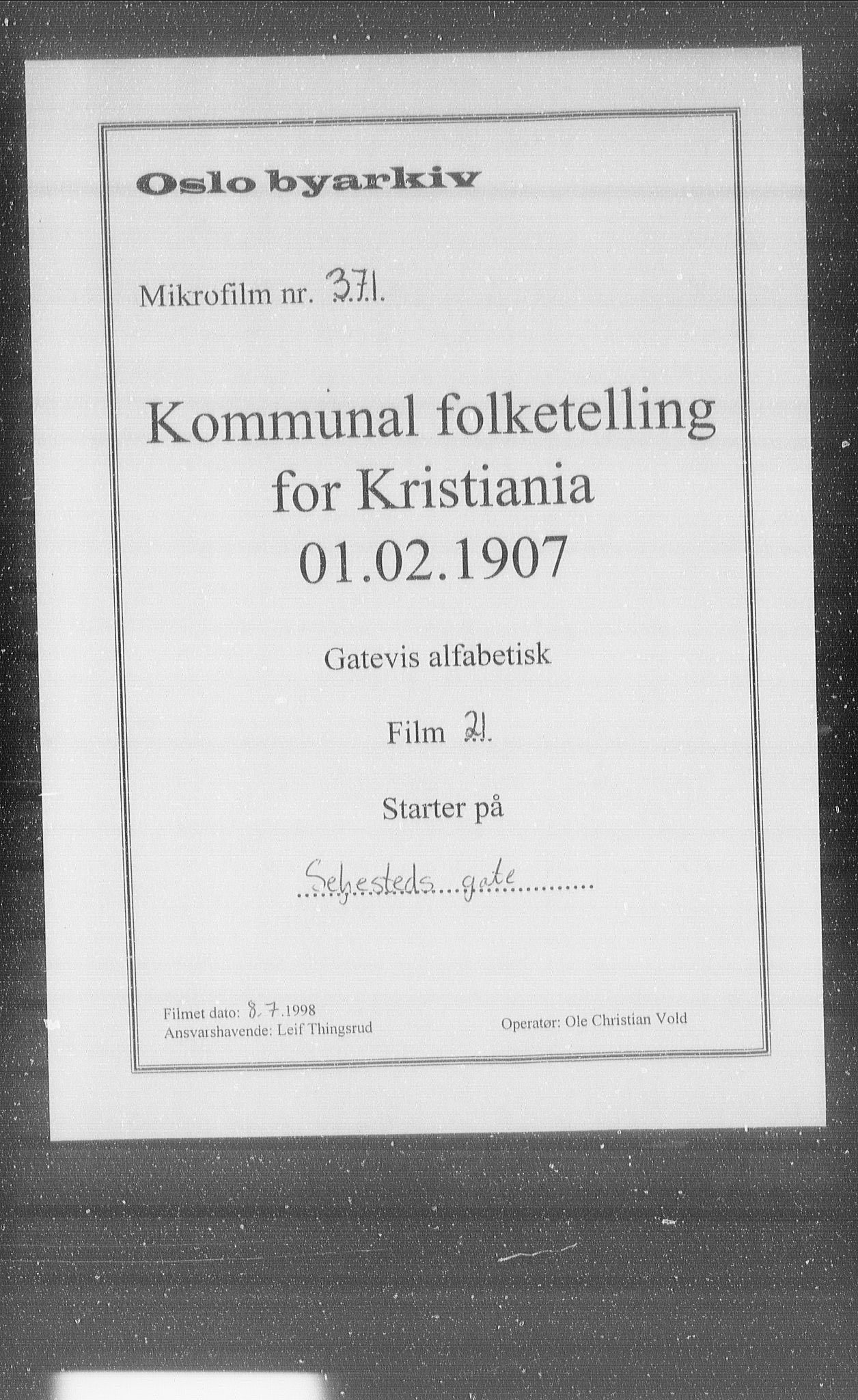 OBA, Kommunal folketelling 1.2.1907 for Kristiania kjøpstad, 1907, s. 47893