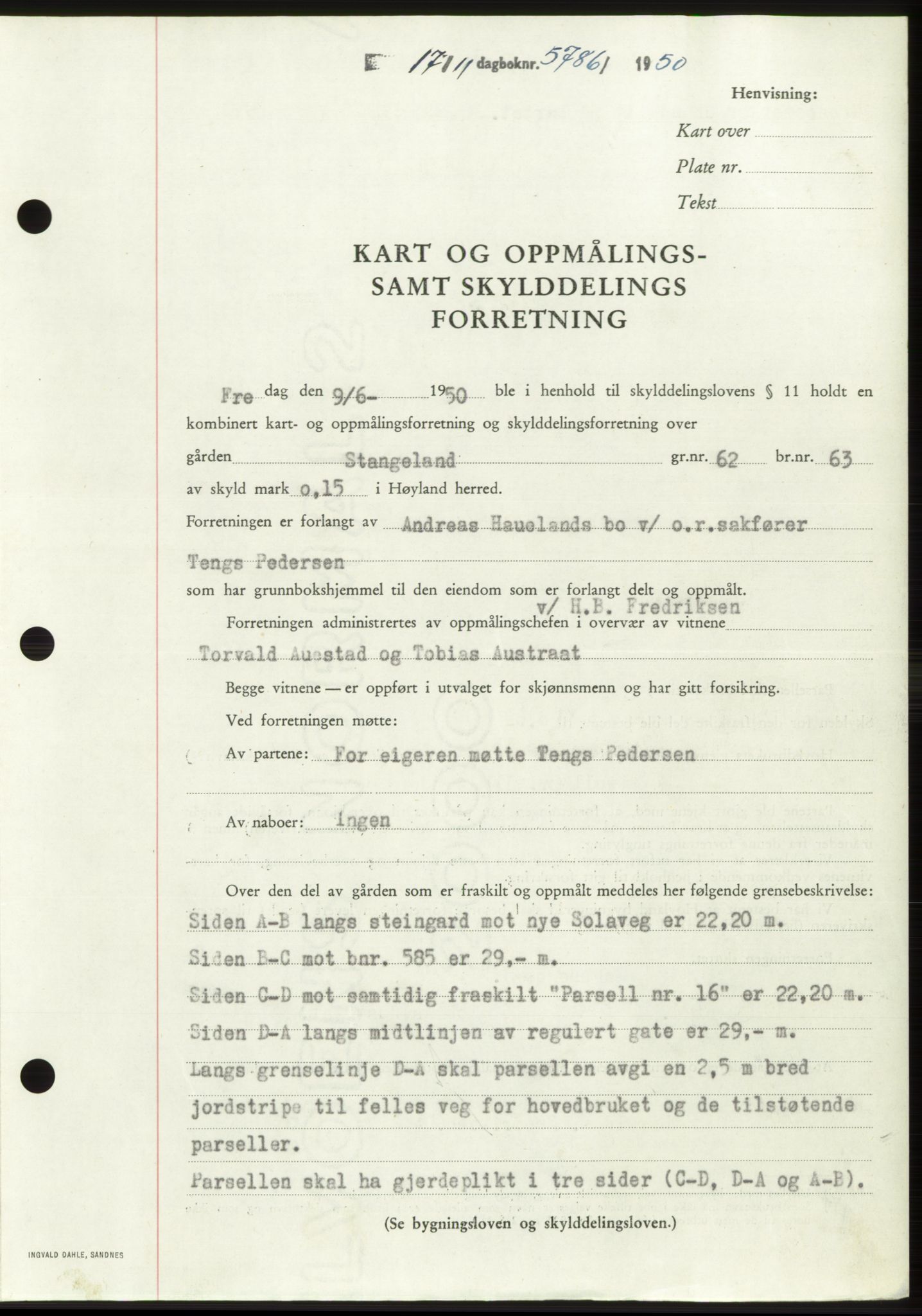 Jæren sorenskriveri, SAST/A-100310/03/G/Gba/L0110: Pantebok, 1950-1950, Dagboknr: 5786/1950
