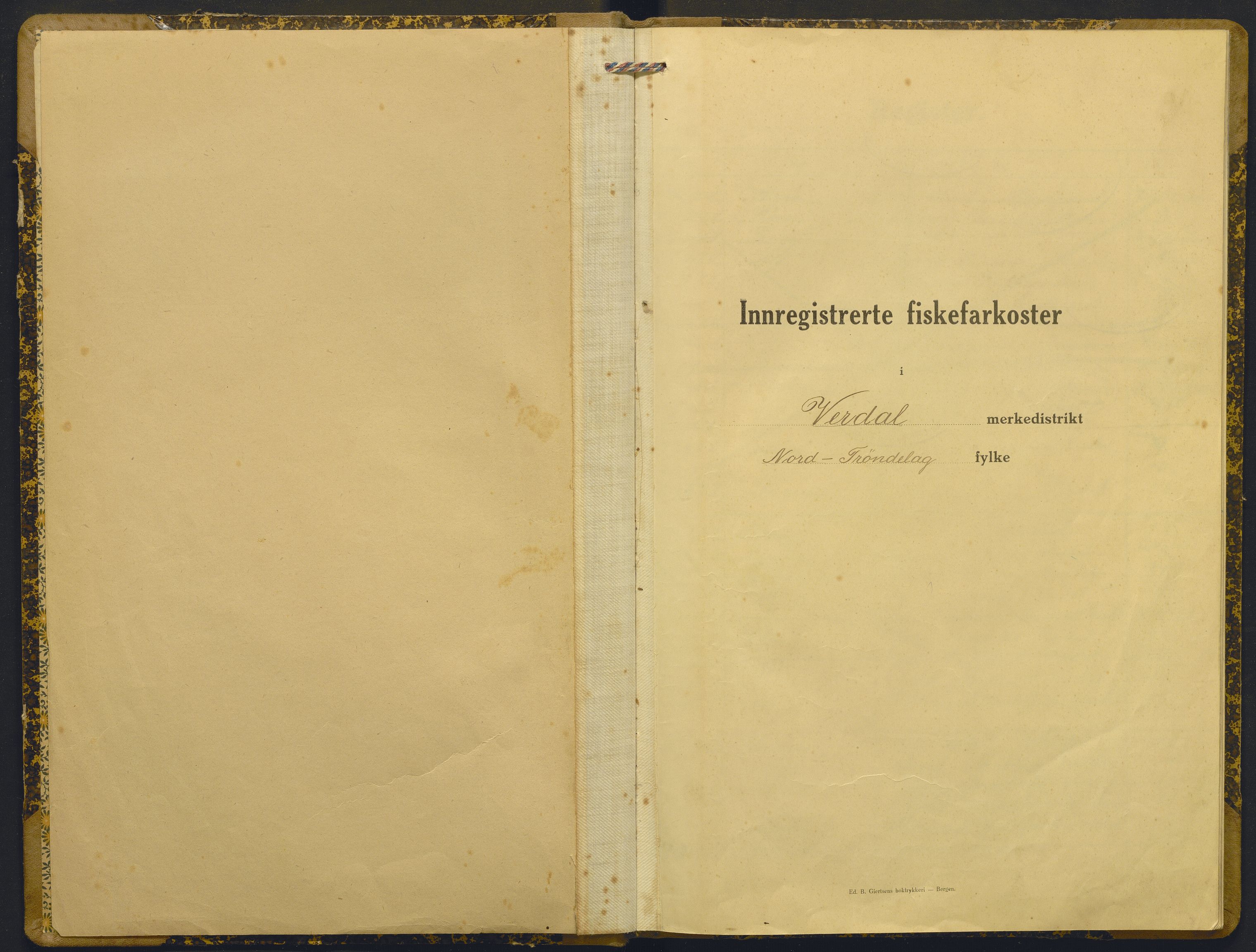 Fiskeridirektoratet - 1 Adm. ledelse - 13 Båtkontoret, SAB/A-2003/I/Ia/Iad/L0048: 135.0429/1 Merkeprotokoll - Verdal, 1920-1966