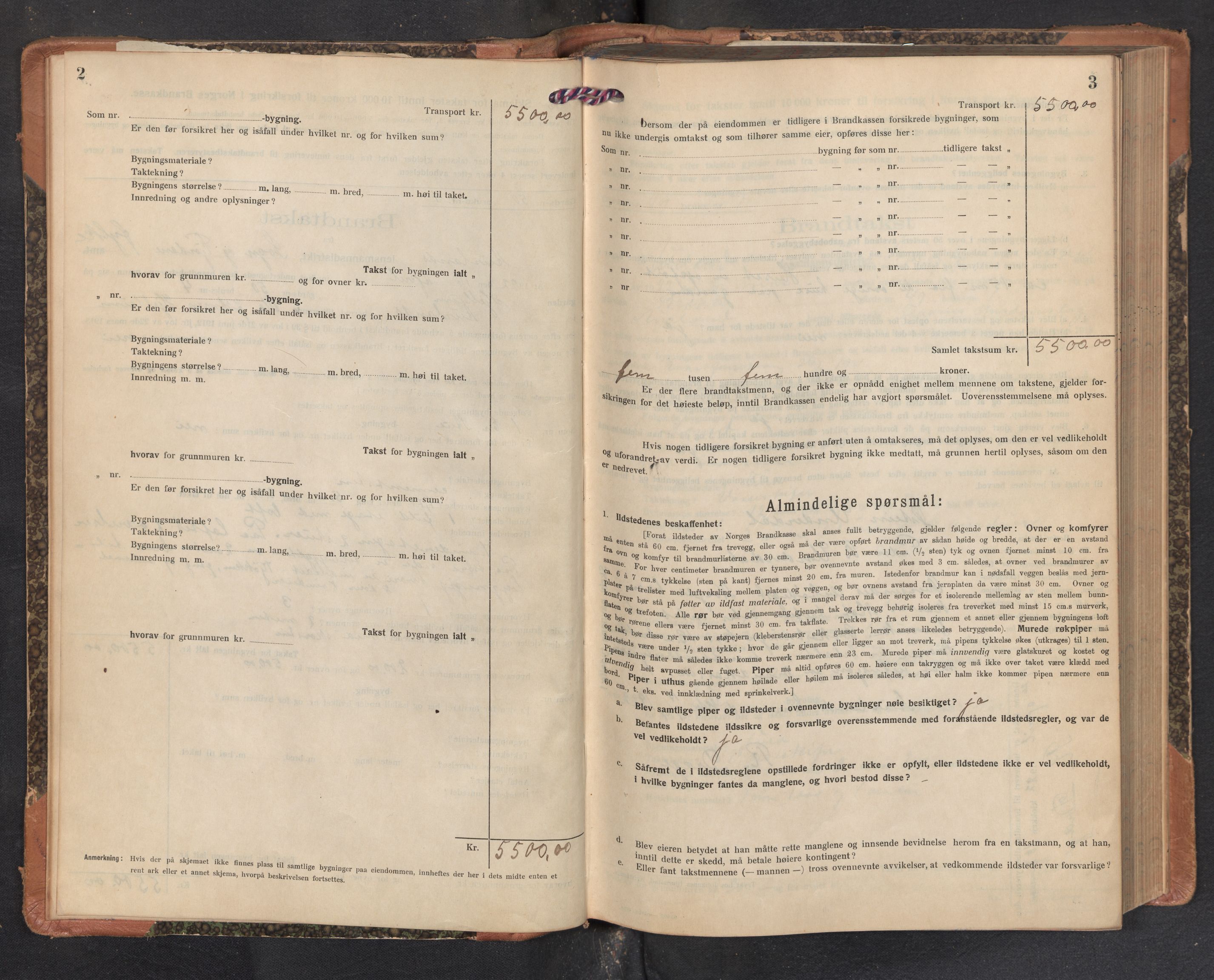Lensmannen i Aurland, SAB/A-26401/0012/L0007: Branntakstprotokoll, skjematakst, 1922-1933, s. 2-3