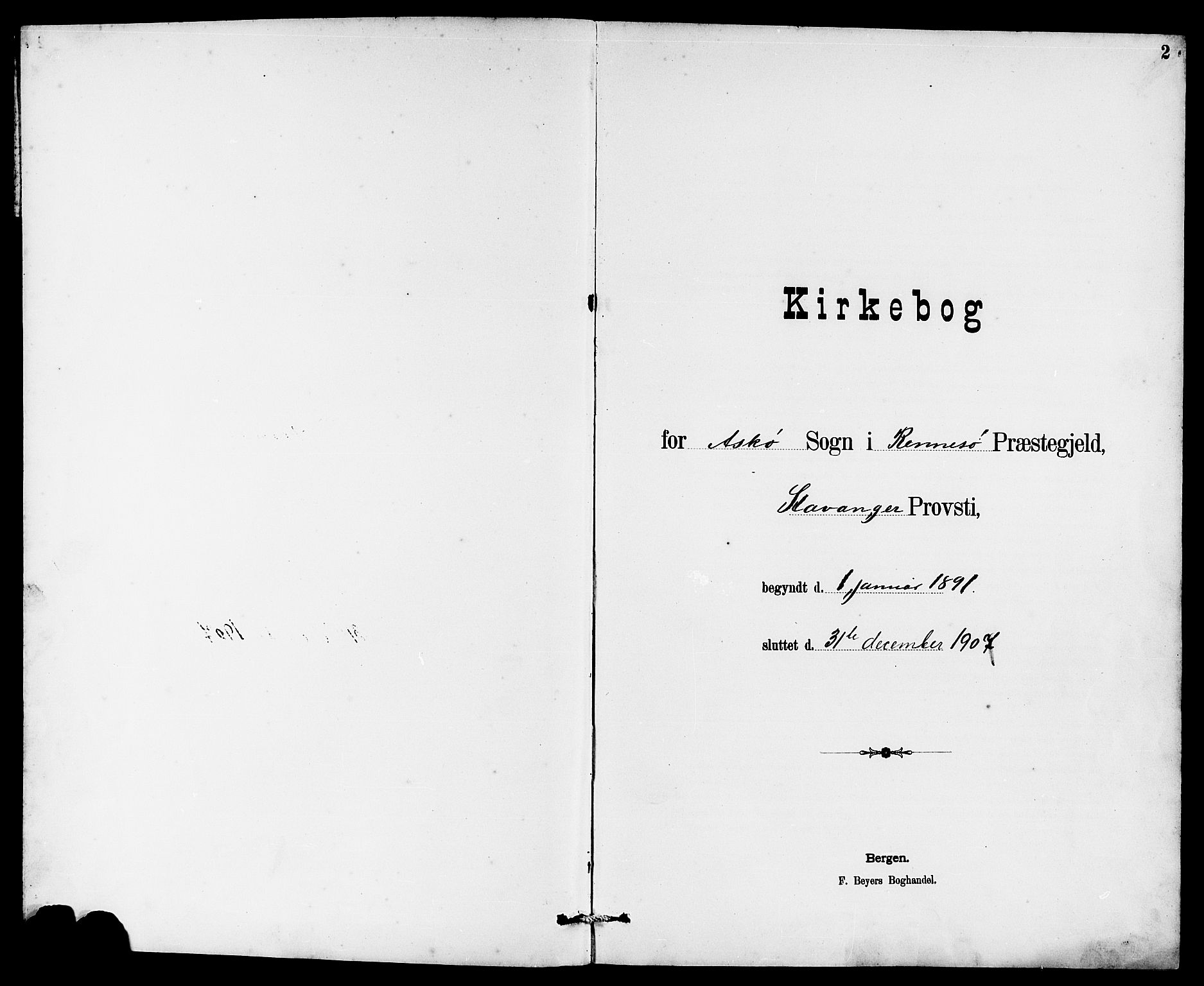 Rennesøy sokneprestkontor, SAST/A -101827/H/Ha/Hab/L0011: Klokkerbok nr. B 10, 1891-1908, s. 2