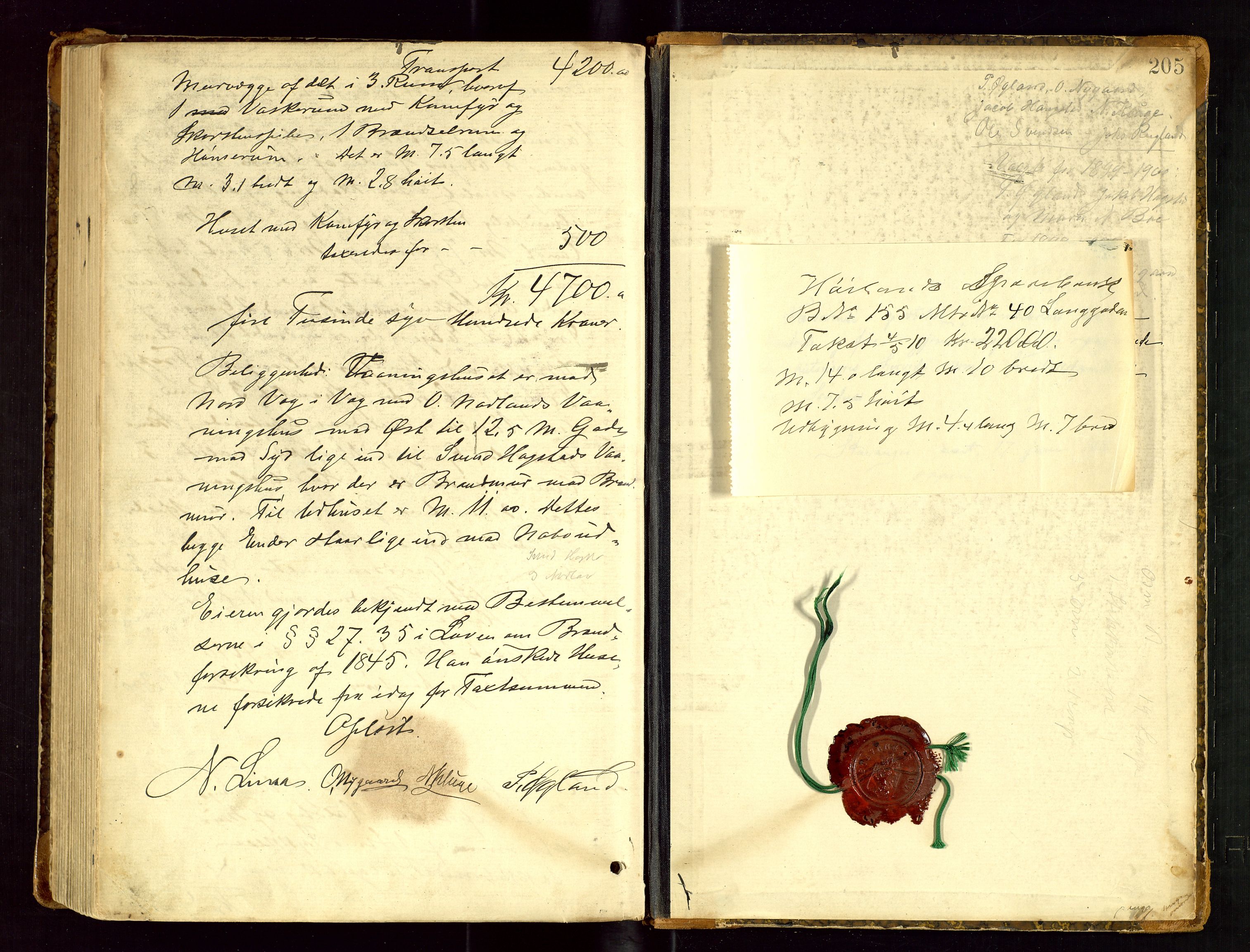 Høyland/Sandnes lensmannskontor, AV/SAST-A-100166/Goc/L0002: "Brandtakstprotokol", 1896-1899, s. 204b-205a