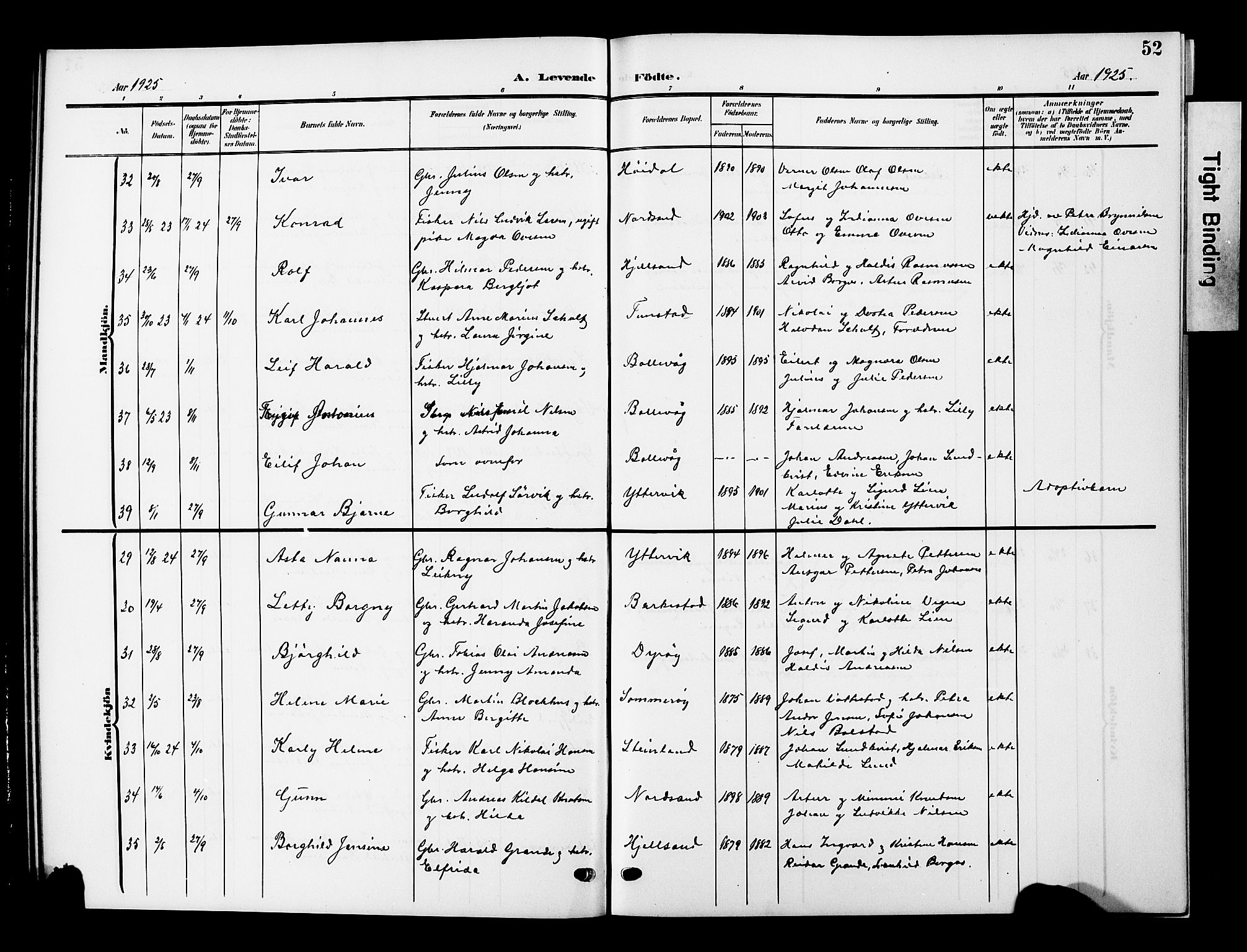 Ministerialprotokoller, klokkerbøker og fødselsregistre - Nordland, AV/SAT-A-1459/893/L1350: Klokkerbok nr. 893C05, 1906-1927, s. 52