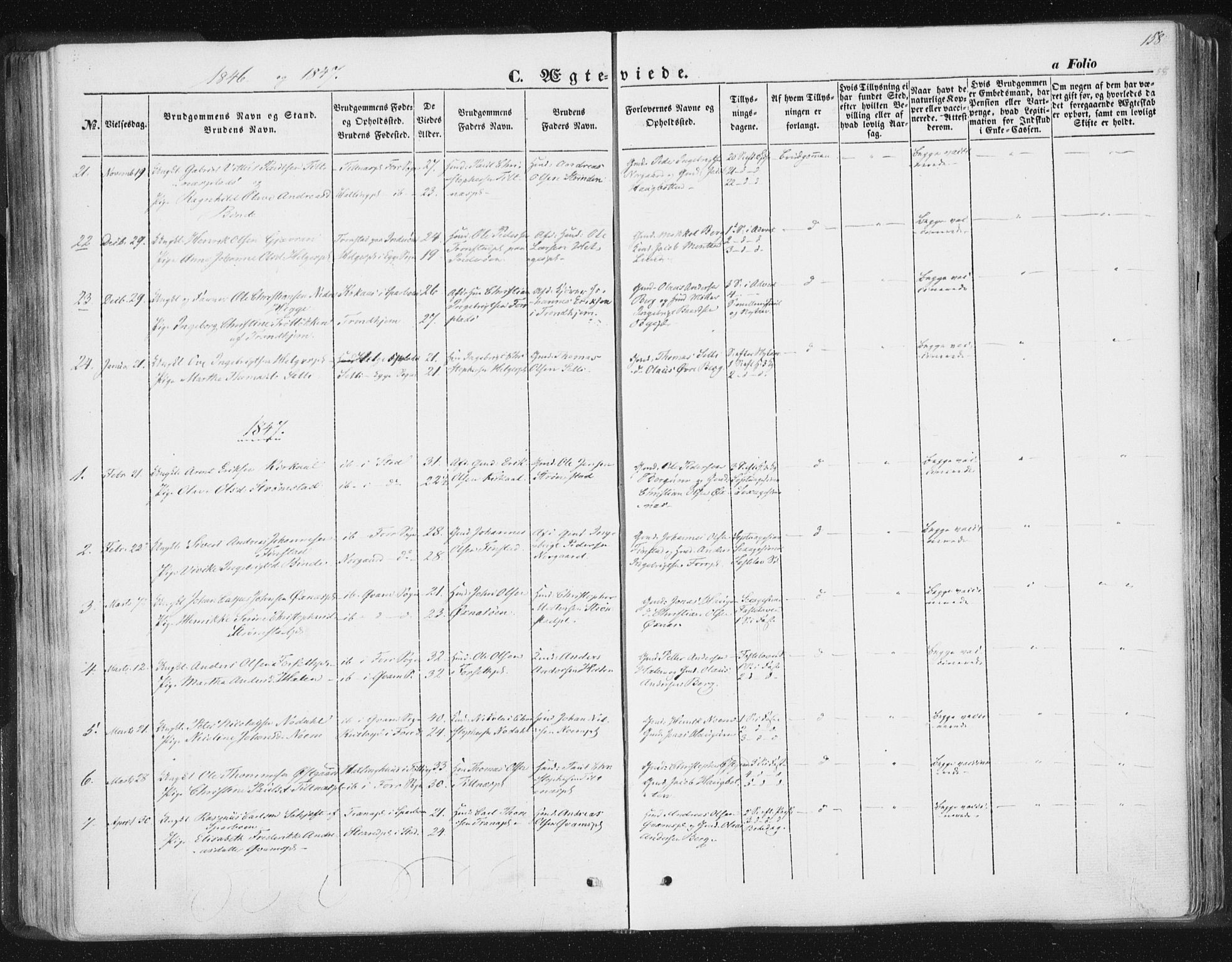Ministerialprotokoller, klokkerbøker og fødselsregistre - Nord-Trøndelag, AV/SAT-A-1458/746/L0446: Ministerialbok nr. 746A05, 1846-1859, s. 158