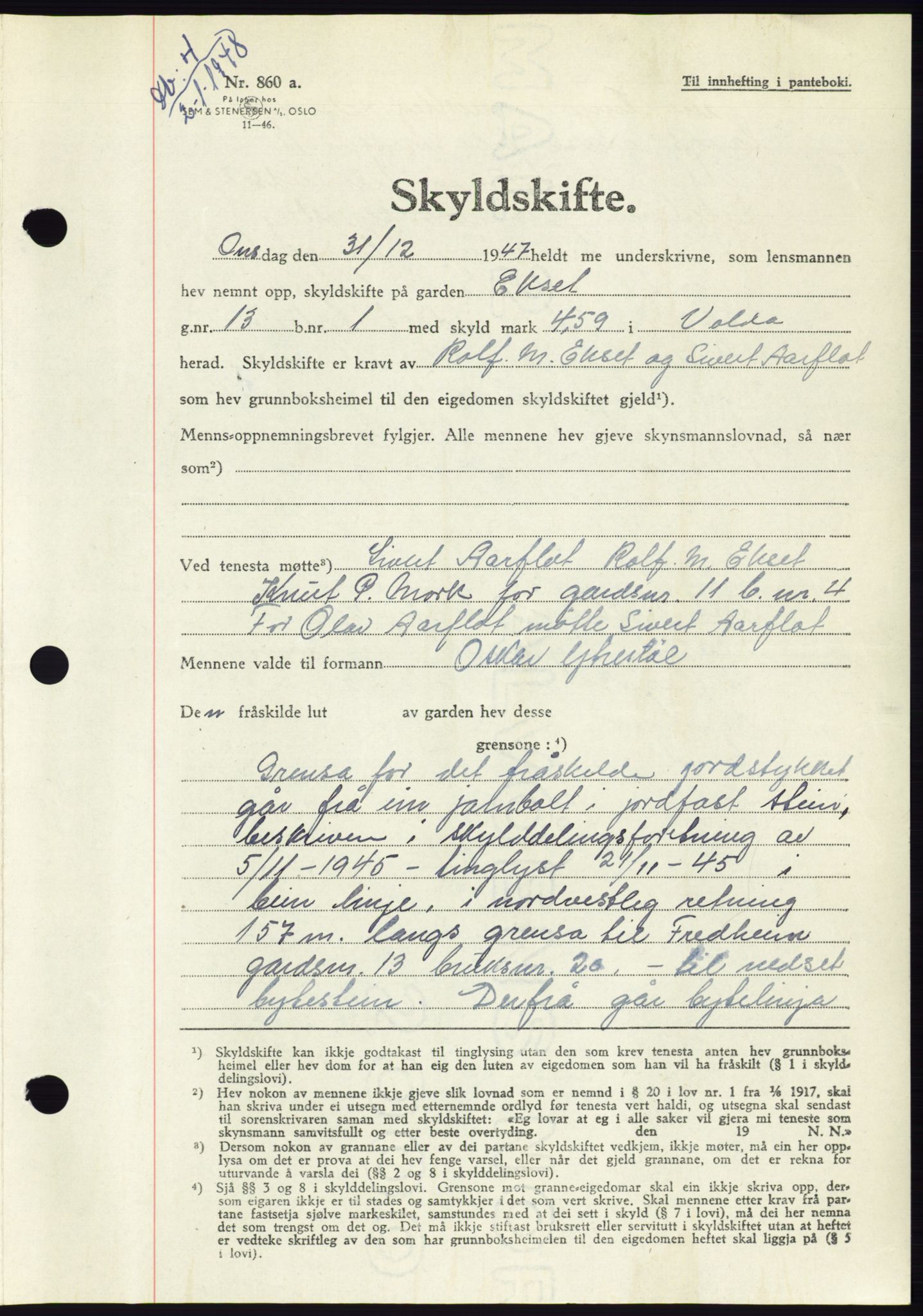 Søre Sunnmøre sorenskriveri, AV/SAT-A-4122/1/2/2C/L0081: Pantebok nr. 7A, 1947-1948, Dagboknr: 4/1948