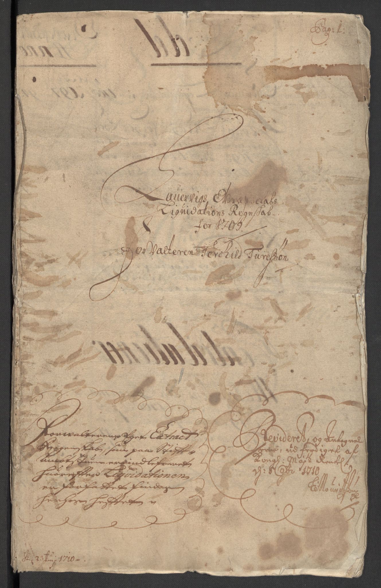 Rentekammeret inntil 1814, Reviderte regnskaper, Fogderegnskap, RA/EA-4092/R33/L1981: Fogderegnskap Larvik grevskap, 1709-1710, s. 3