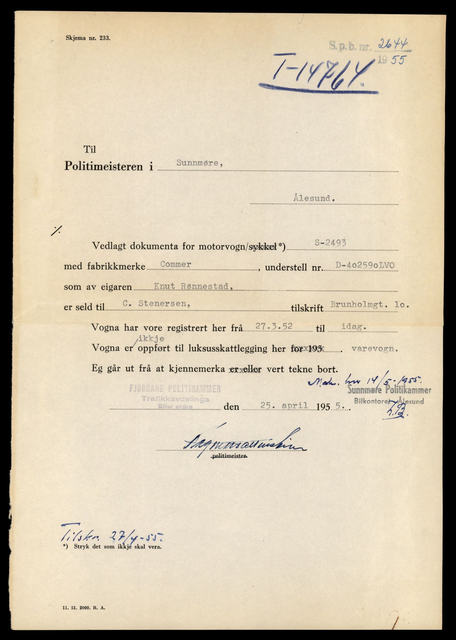 Møre og Romsdal vegkontor - Ålesund trafikkstasjon, AV/SAT-A-4099/F/Fe/L0048: Registreringskort for kjøretøy T 14721 - T 14863, 1927-1998, s. 872