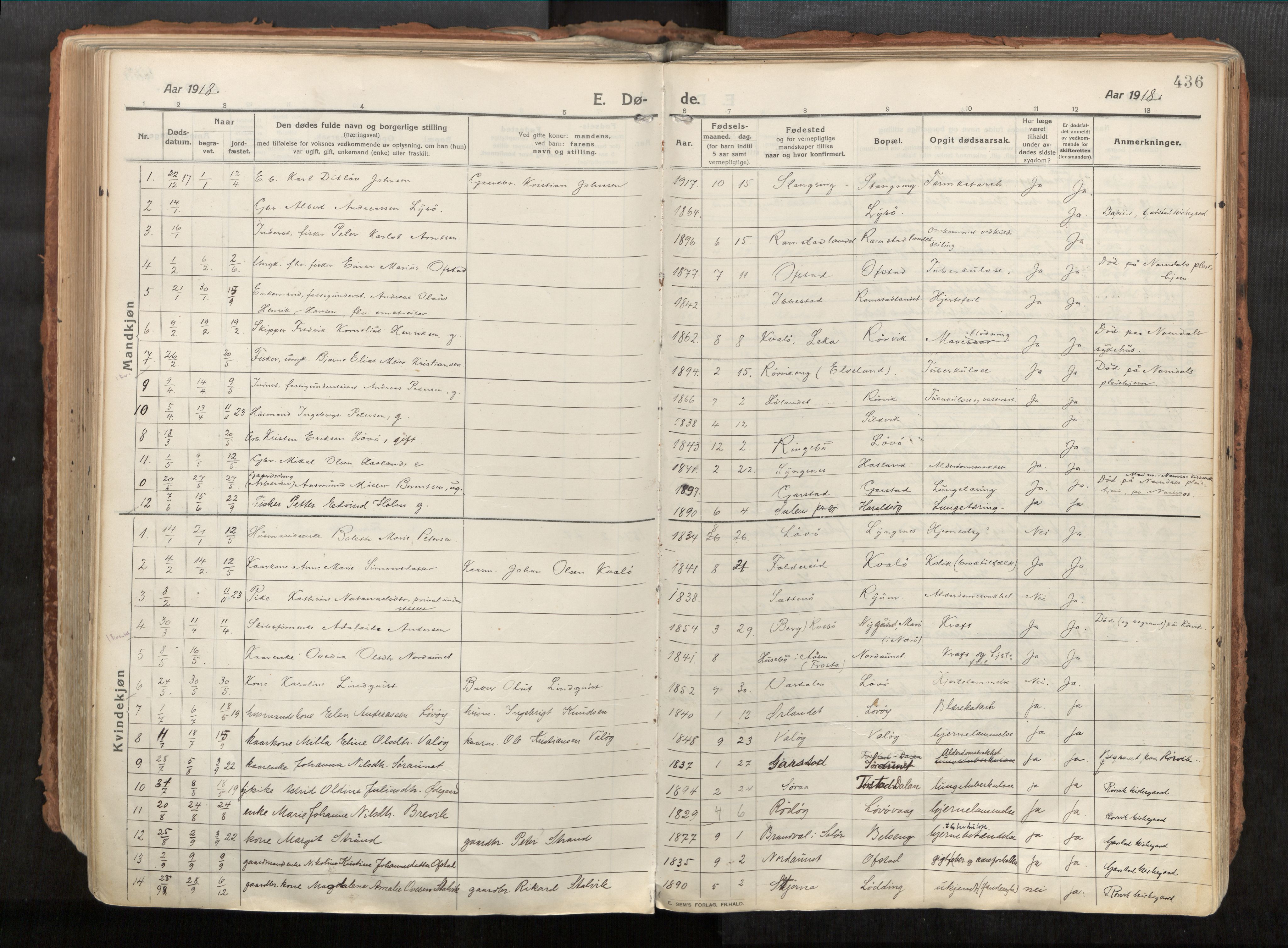 Vikna sokneprestkontor, AV/SAT-A-1173/1/I/I1/I1a/L0001: Ministerialbok nr. 1, 1913-1934, s. 436