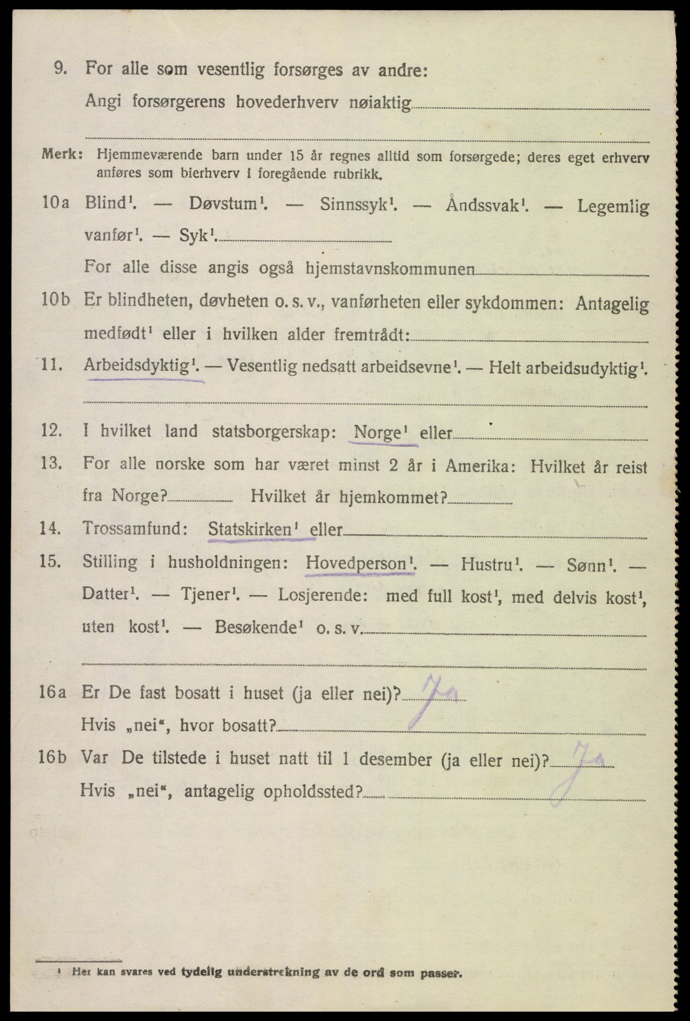 SAK, Folketelling 1920 for 0936 Hornnes herred, 1920, s. 922
