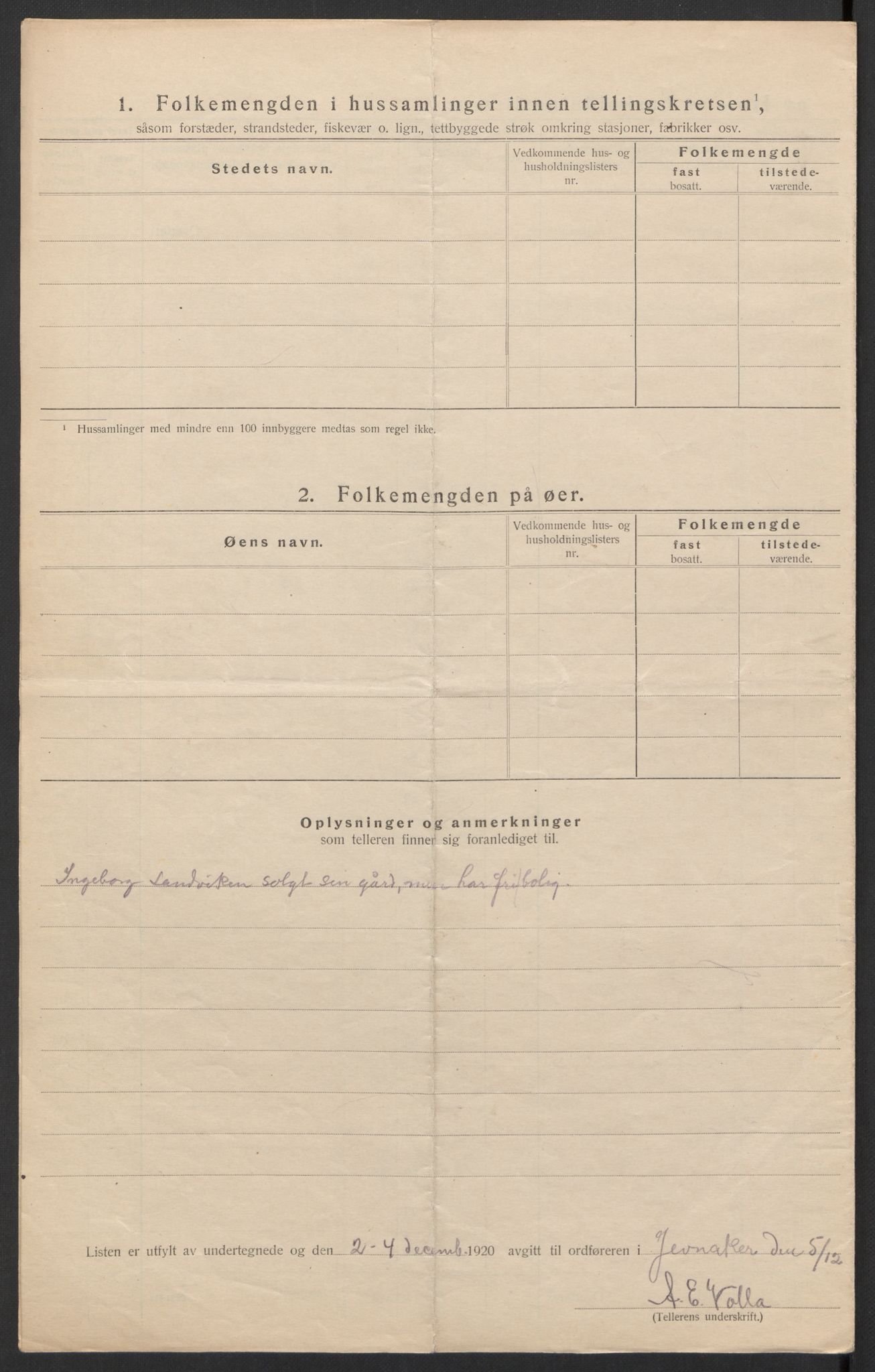 SAH, Folketelling 1920 for 0532 Jevnaker herred, 1920, s. 8