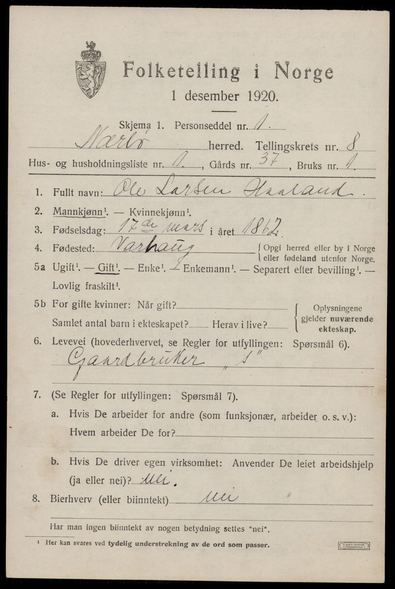 SAST, Folketelling 1920 for 1119 Nærbø herred, 1920, s. 5095