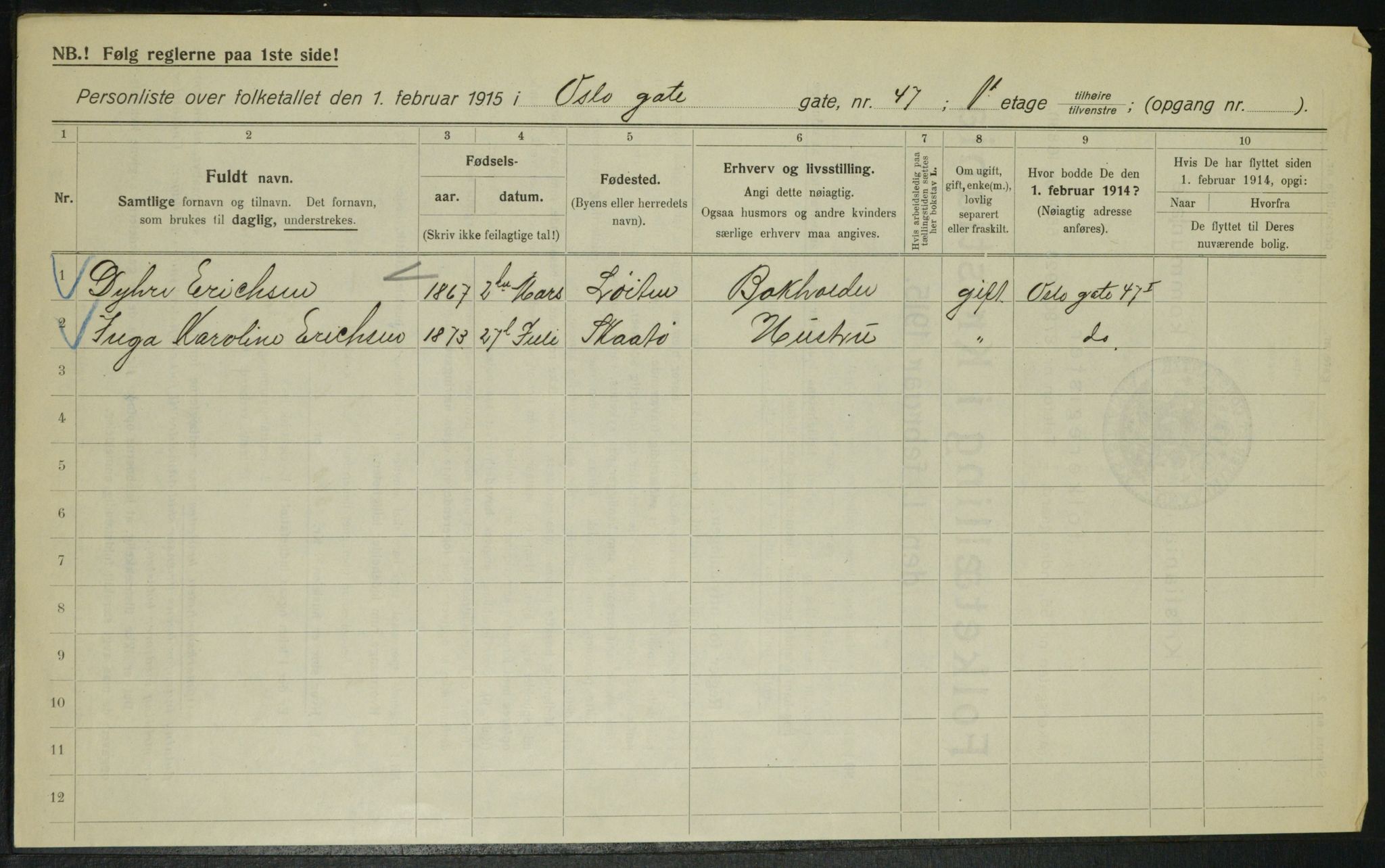 OBA, Kommunal folketelling 1.2.1915 for Kristiania, 1915, s. 76857