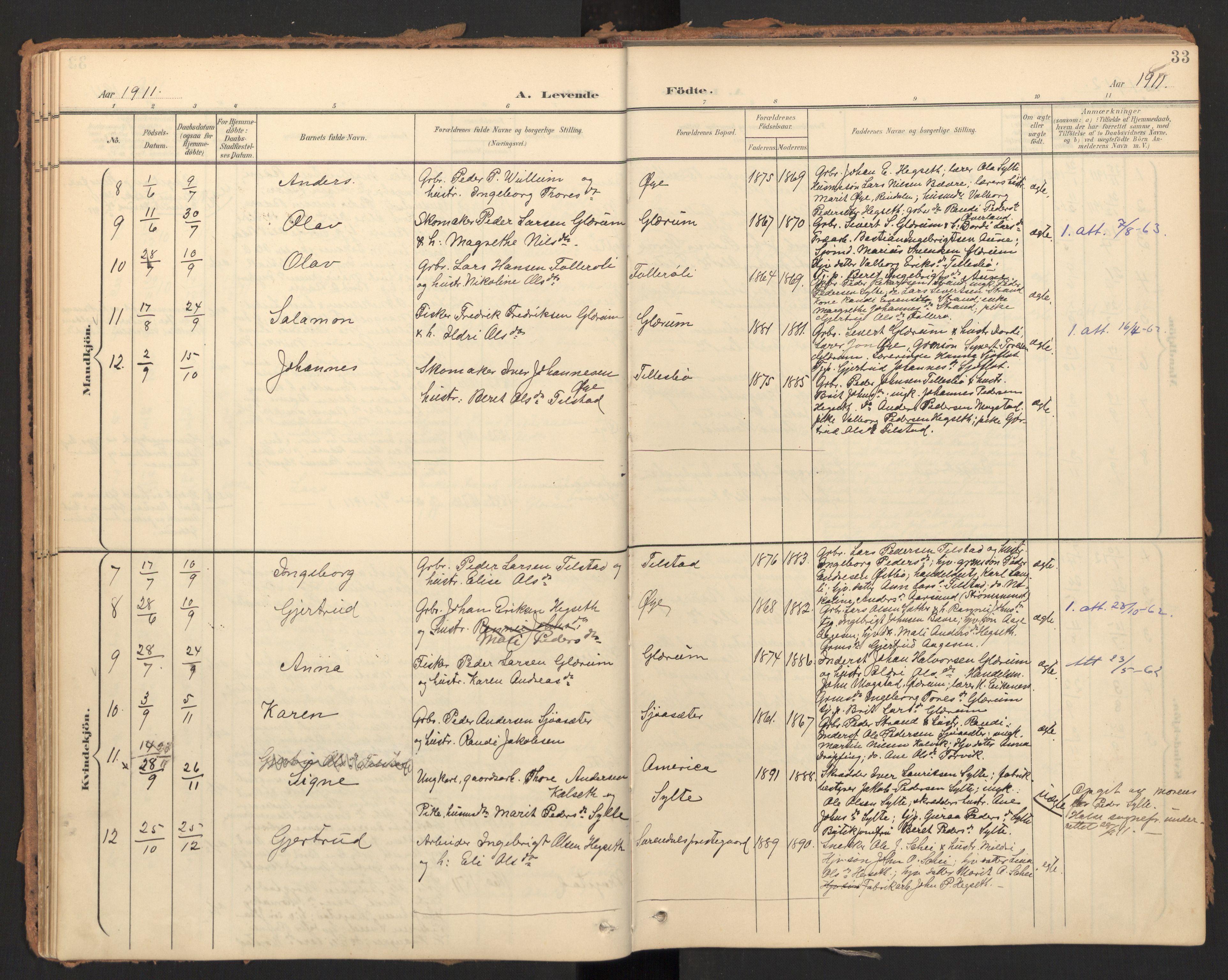 Ministerialprotokoller, klokkerbøker og fødselsregistre - Møre og Romsdal, SAT/A-1454/595/L1048: Ministerialbok nr. 595A10, 1900-1917, s. 33