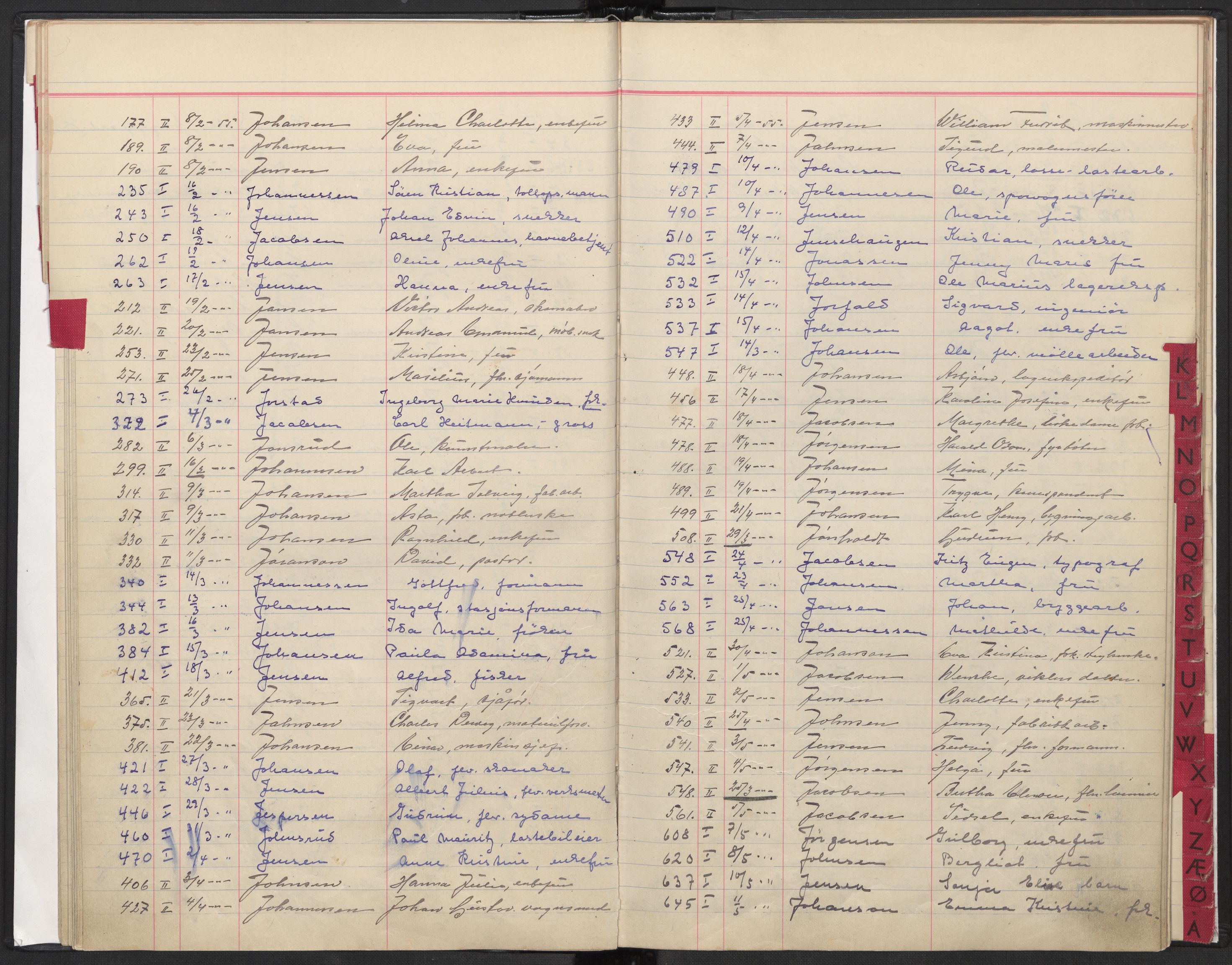 Oslo skifterett, AV/SAO-A-10383/F/Fa/Faa/L0055: Register til dødsfallsprotokollene, 1955