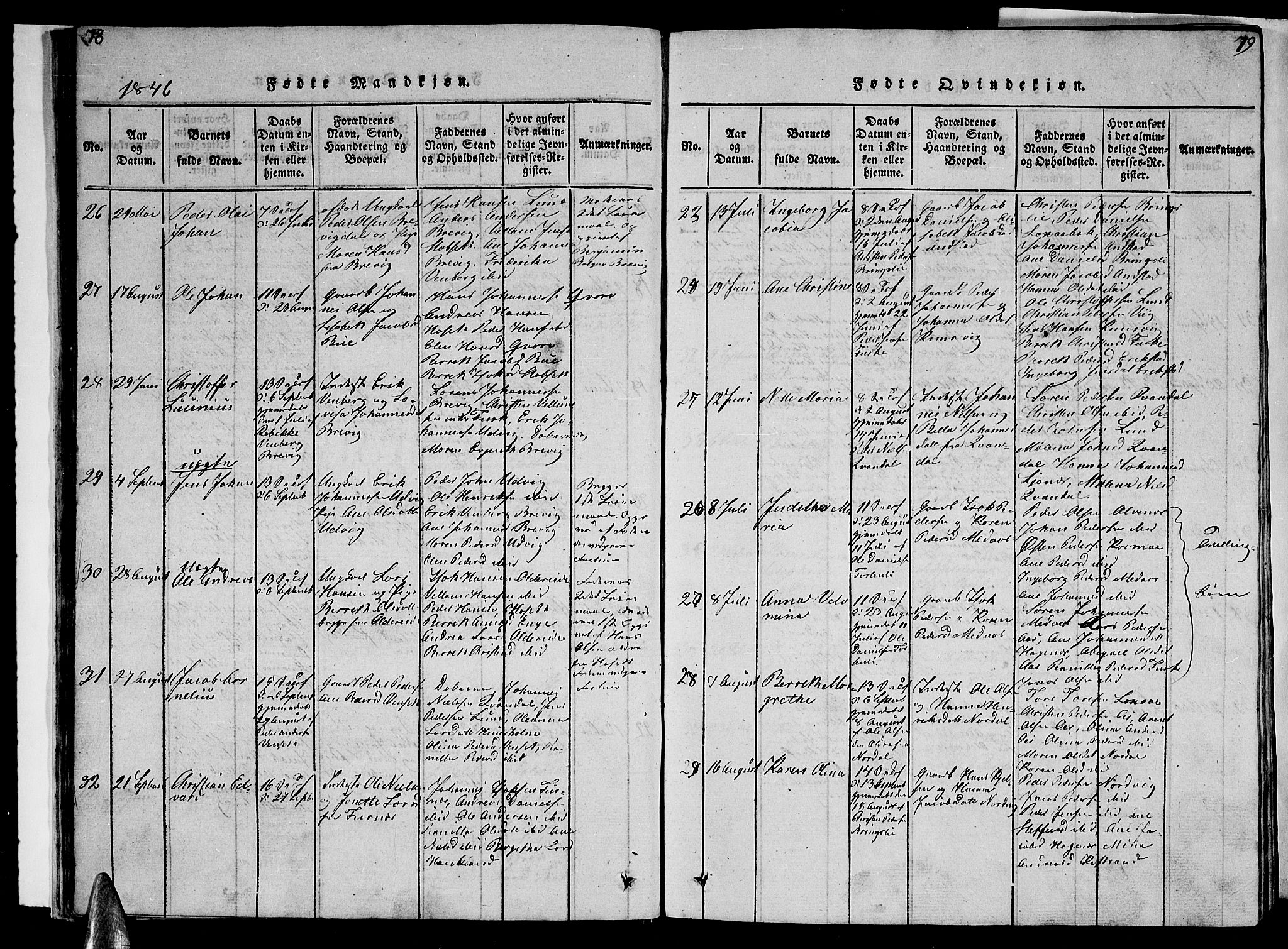 Ministerialprotokoller, klokkerbøker og fødselsregistre - Nordland, AV/SAT-A-1459/852/L0752: Klokkerbok nr. 852C03, 1840-1855, s. 78-79