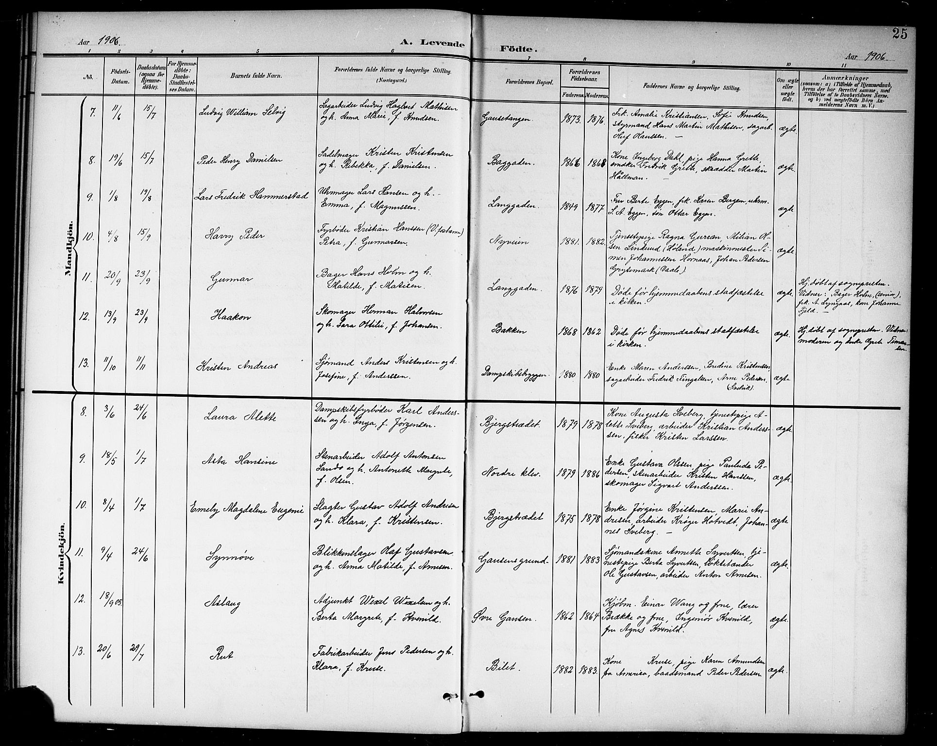 Holmestrand kirkebøker, AV/SAKO-A-346/G/Ga/L0006: Klokkerbok nr. 6, 1901-1923, s. 25