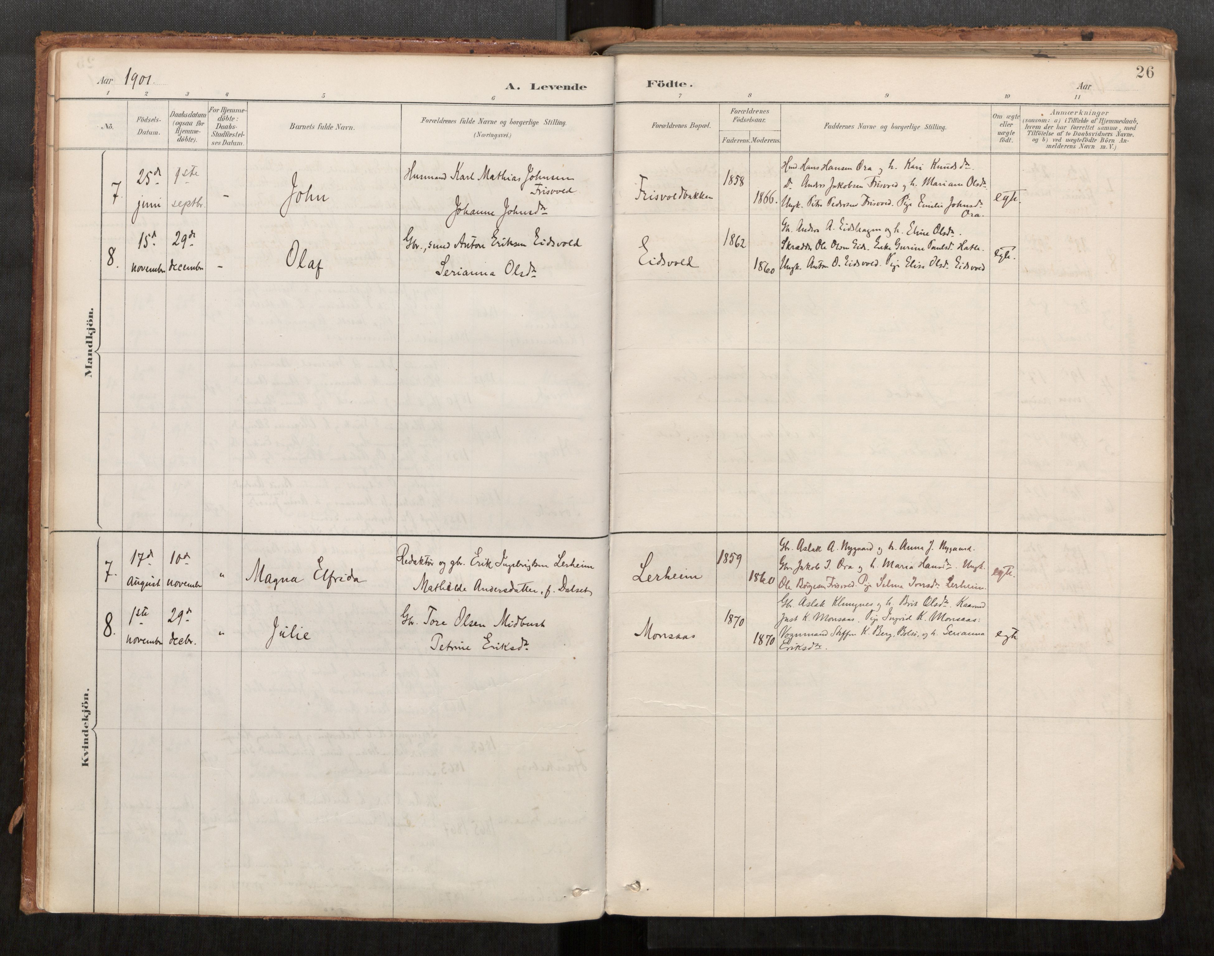 Ministerialprotokoller, klokkerbøker og fødselsregistre - Møre og Romsdal, AV/SAT-A-1454/542/L0553: Ministerialbok nr. 542A03, 1885-1925, s. 26