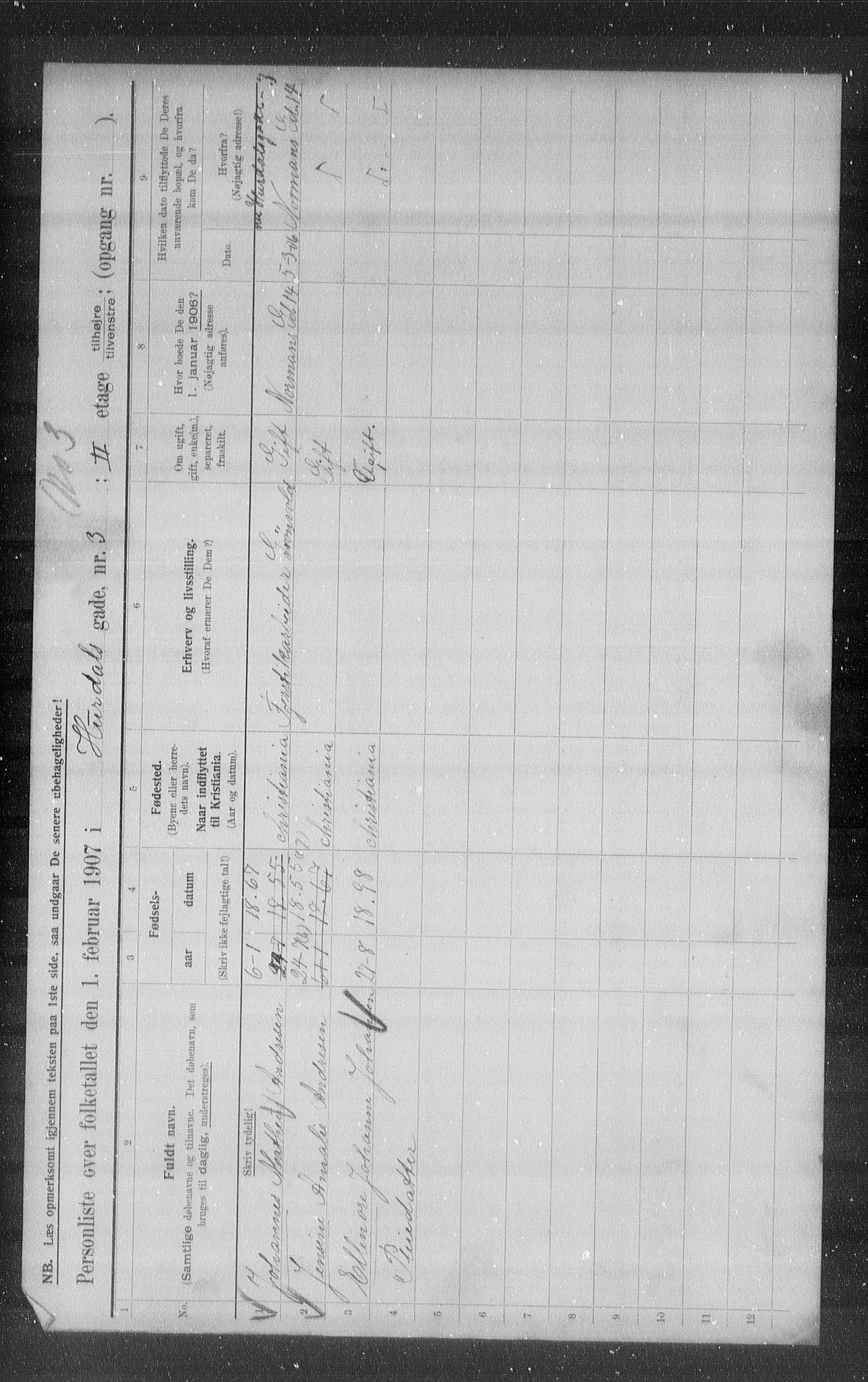 OBA, Kommunal folketelling 1.2.1907 for Kristiania kjøpstad, 1907, s. 21683