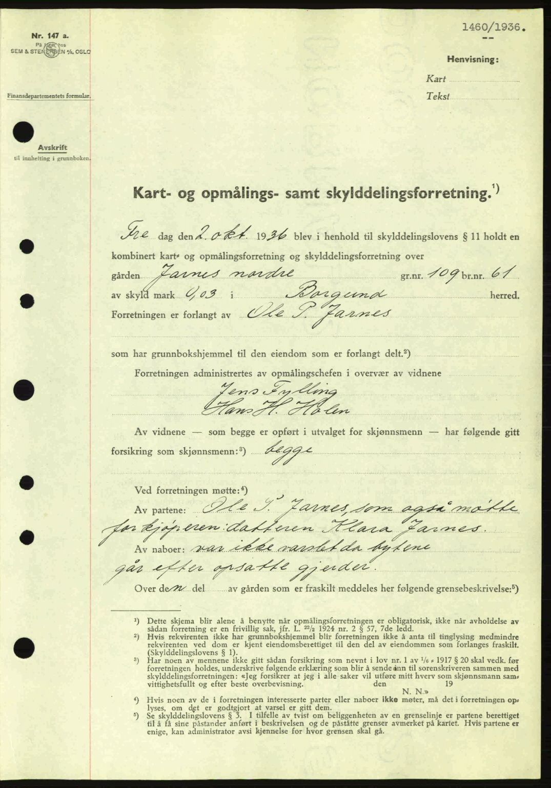 Nordre Sunnmøre sorenskriveri, SAT/A-0006/1/2/2C/2Ca: Pantebok nr. A2, 1936-1937, Dagboknr: 1460/1936