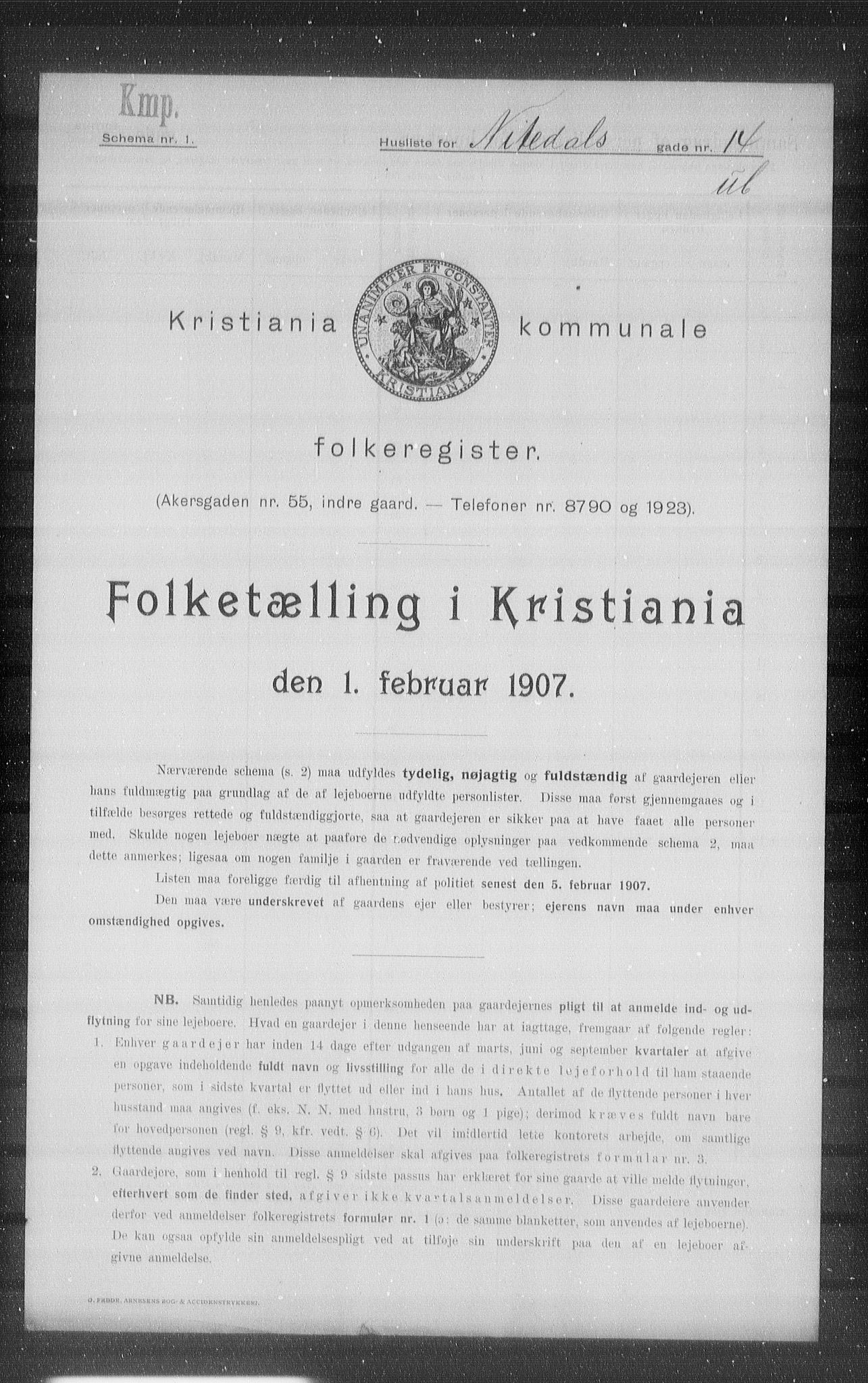 OBA, Kommunal folketelling 1.2.1907 for Kristiania kjøpstad, 1907, s. 36473