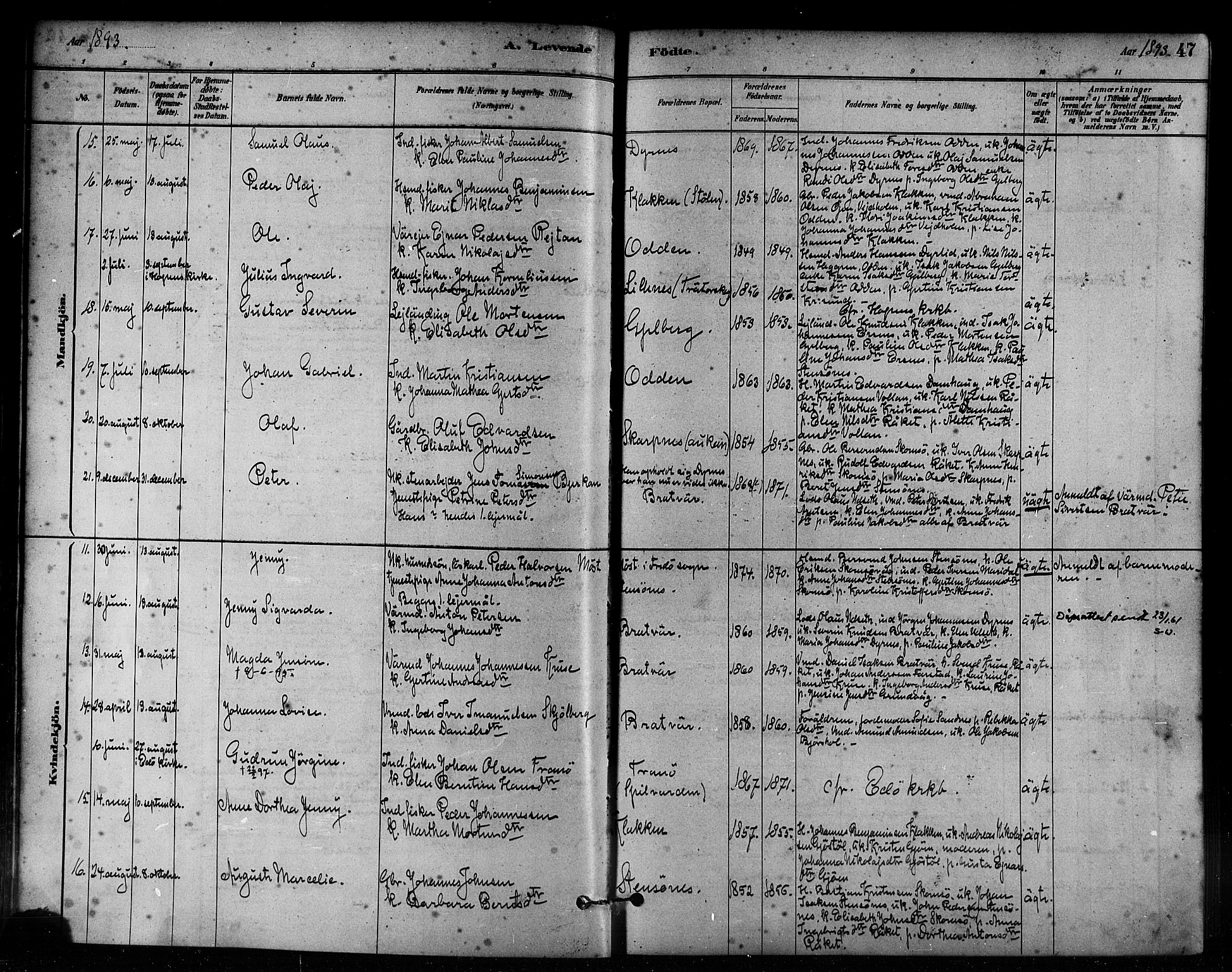 Ministerialprotokoller, klokkerbøker og fødselsregistre - Møre og Romsdal, AV/SAT-A-1454/582/L0947: Ministerialbok nr. 582A01, 1880-1900, s. 47